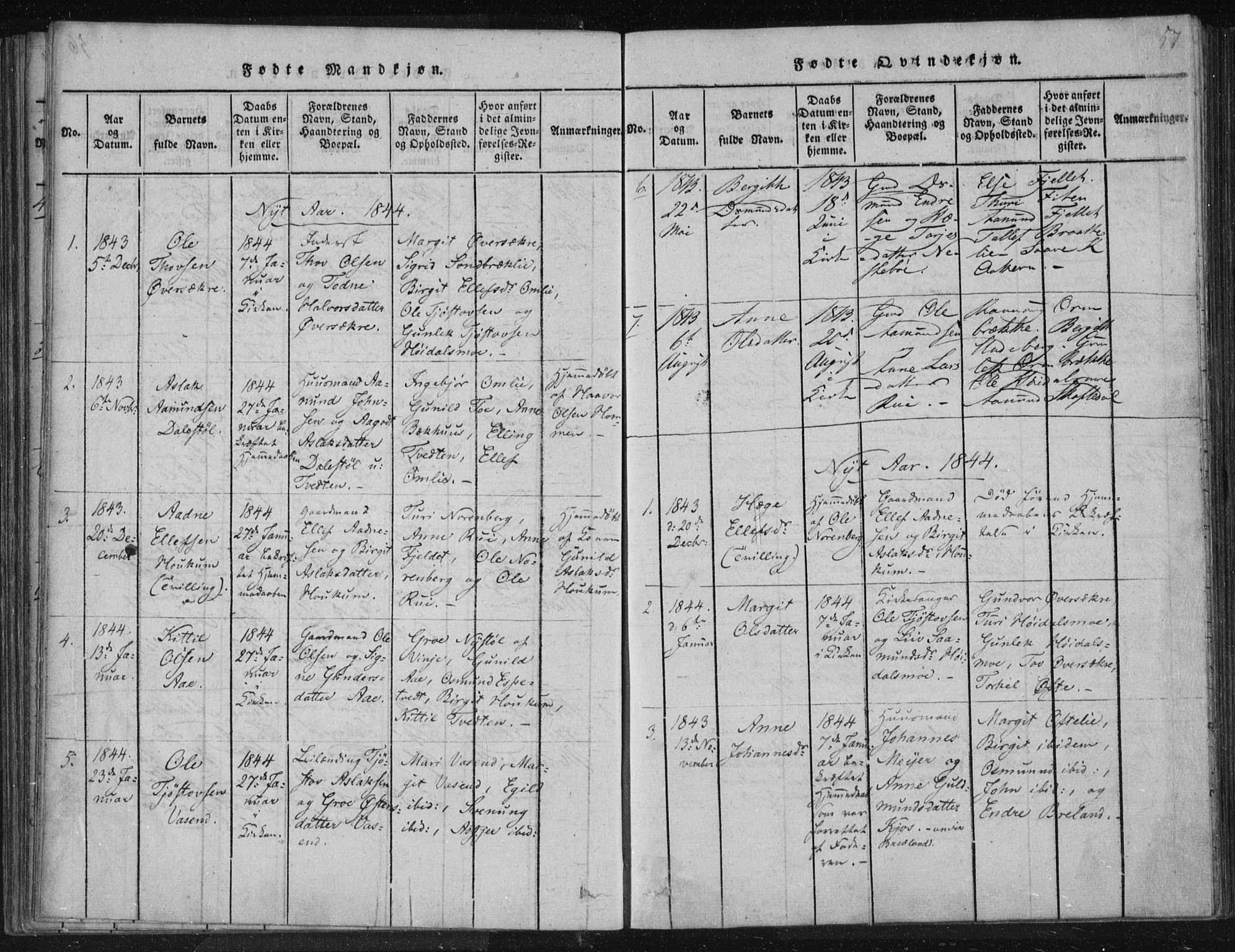 Lårdal kirkebøker, SAKO/A-284/F/Fc/L0001: Parish register (official) no. III 1, 1815-1860, p. 57