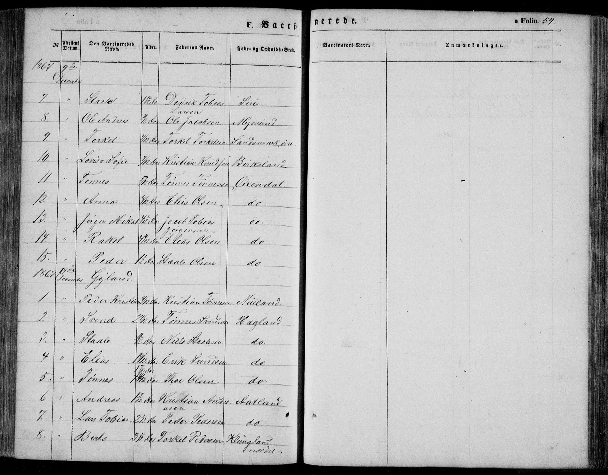 Bakke sokneprestkontor, SAK/1111-0002/F/Fa/Faa/L0005: Parish register (official) no. A 5, 1847-1855, p. 54