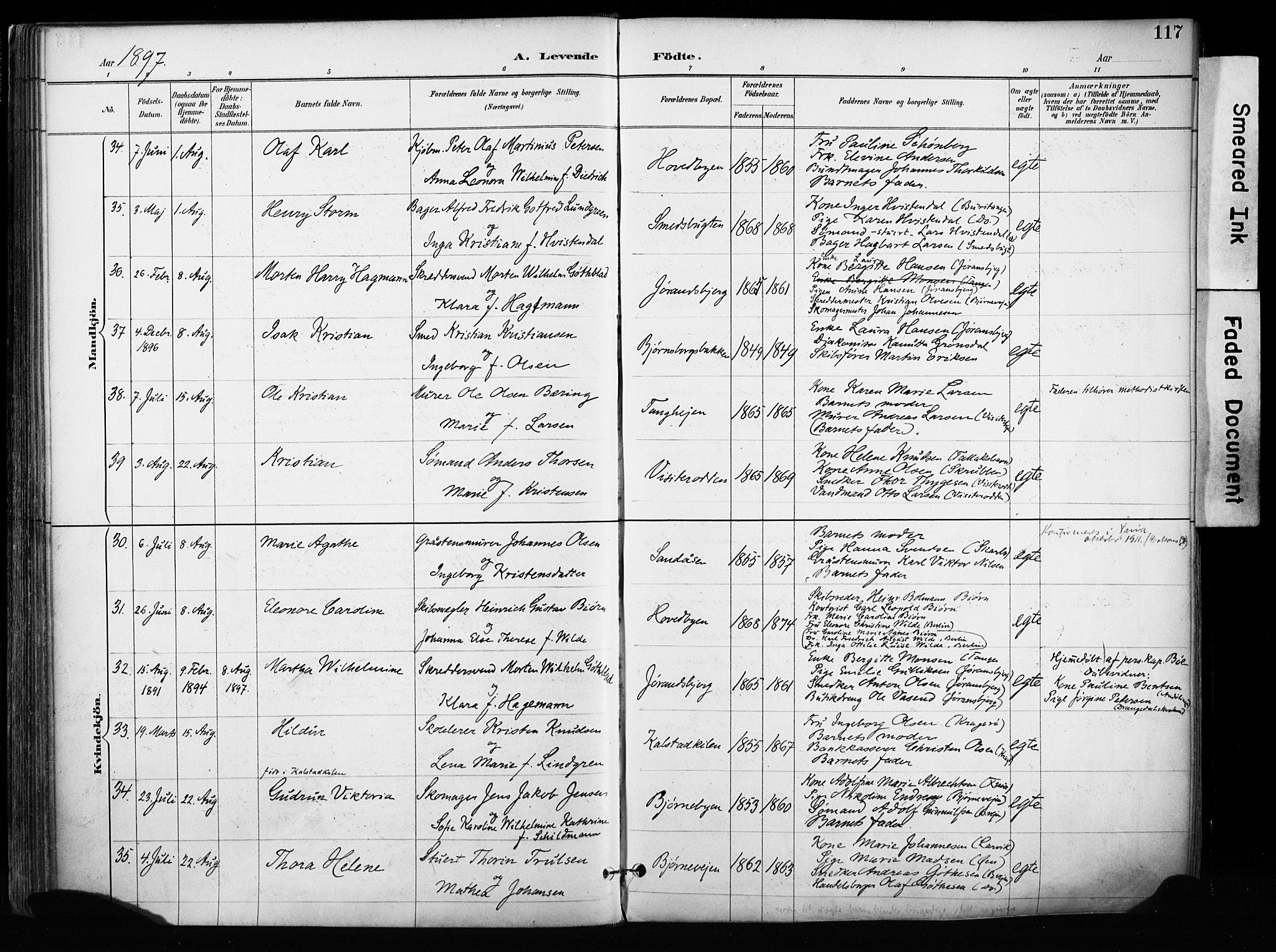 Kragerø kirkebøker, SAKO/A-278/F/Fa/L0013: Parish register (official) no. 13, 1887-1915, p. 117