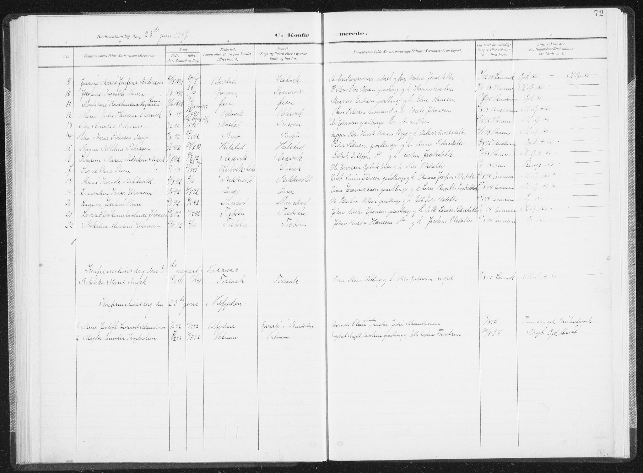 Ministerialprotokoller, klokkerbøker og fødselsregistre - Nordland, AV/SAT-A-1459/810/L0153: Parish register (official) no. 810A12, 1899-1914, p. 72