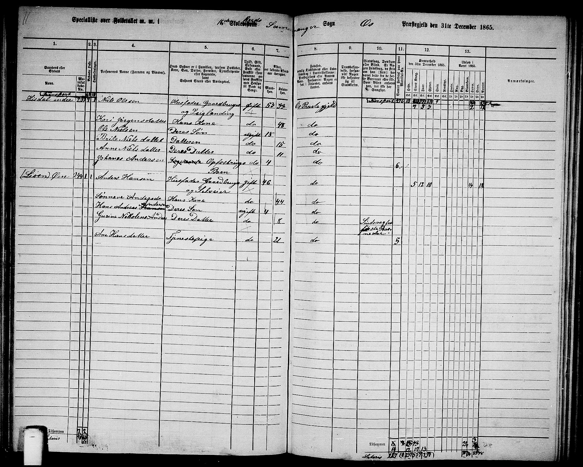 RA, 1865 census for Os, 1865, p. 109