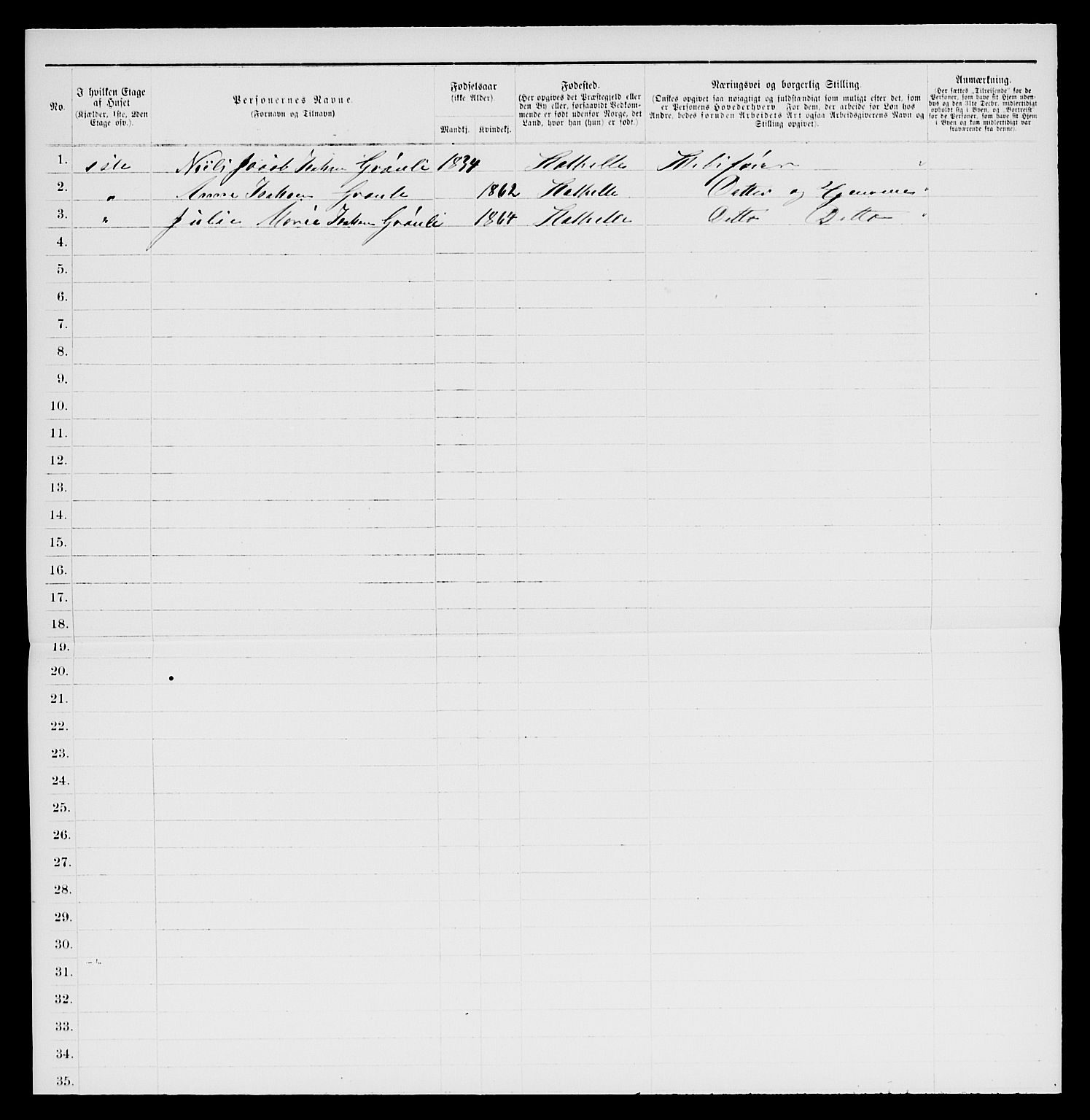 SAKO, 1885 census for 0803 Stathelle, 1885, p. 78