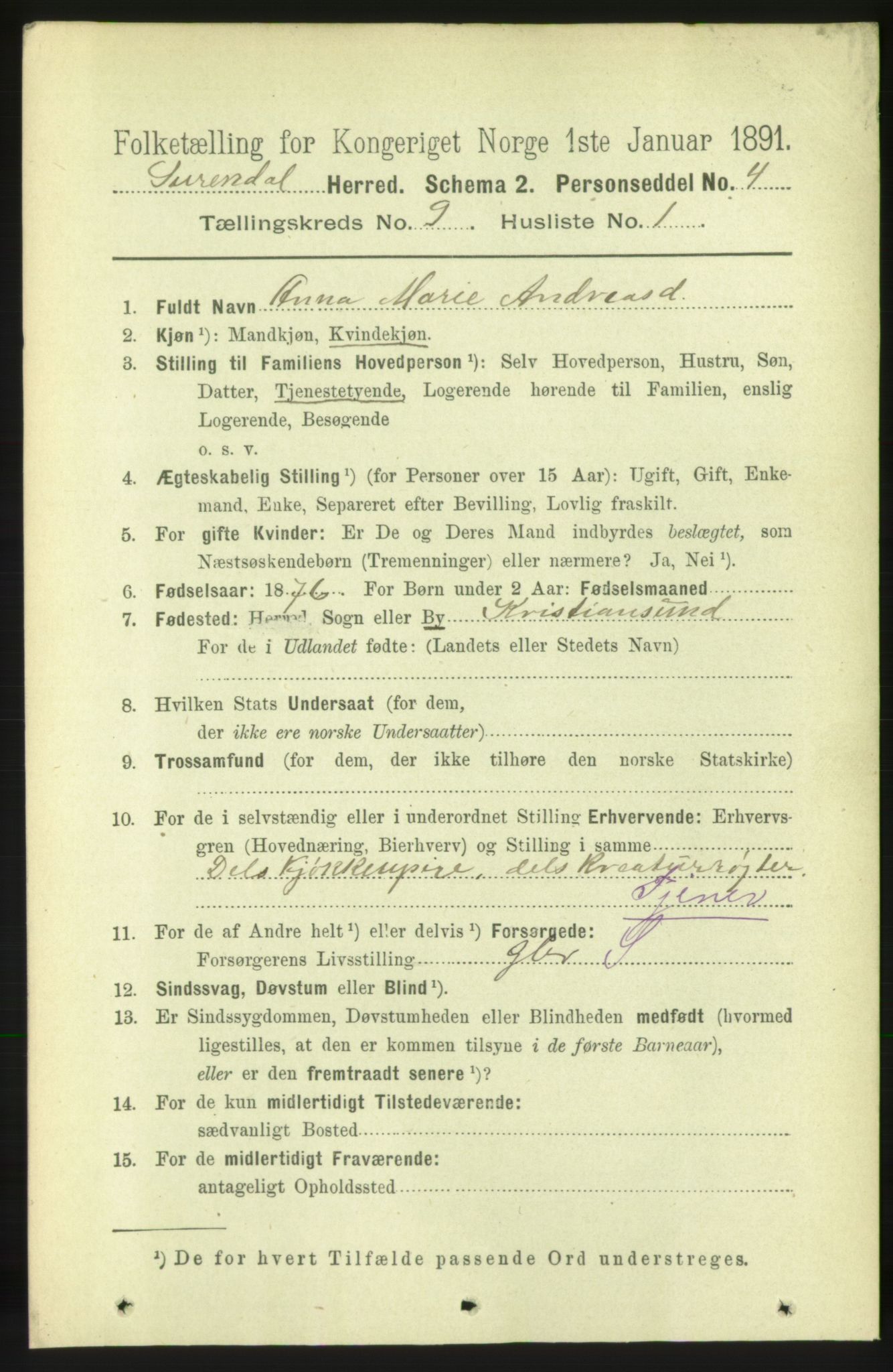 RA, 1891 census for 1566 Surnadal, 1891, p. 2347