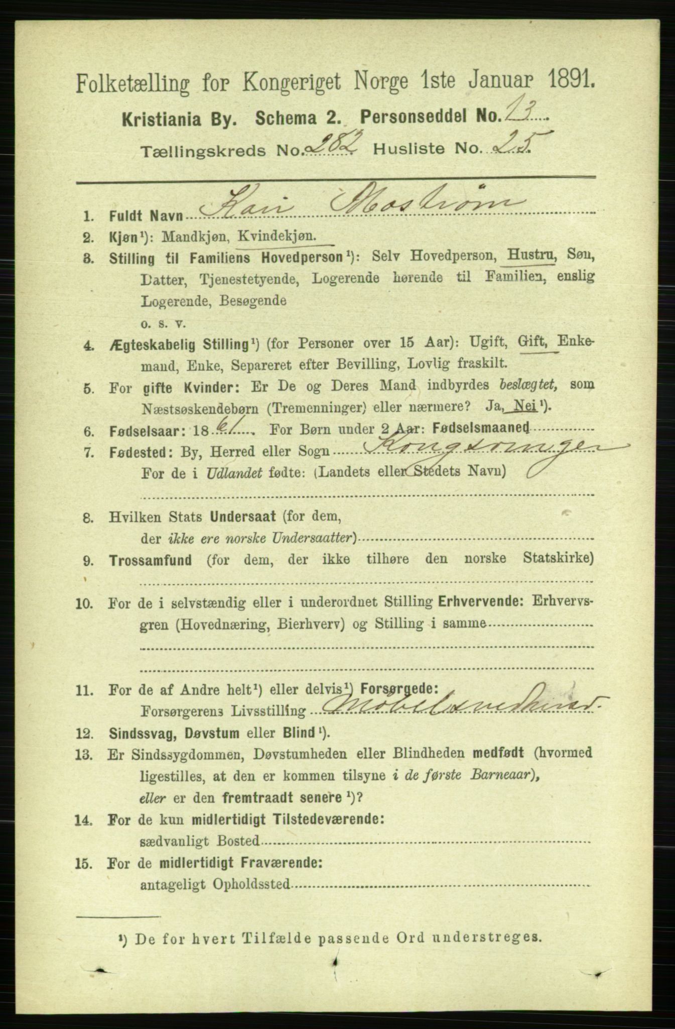 RA, 1891 census for 0301 Kristiania, 1891, p. 172532