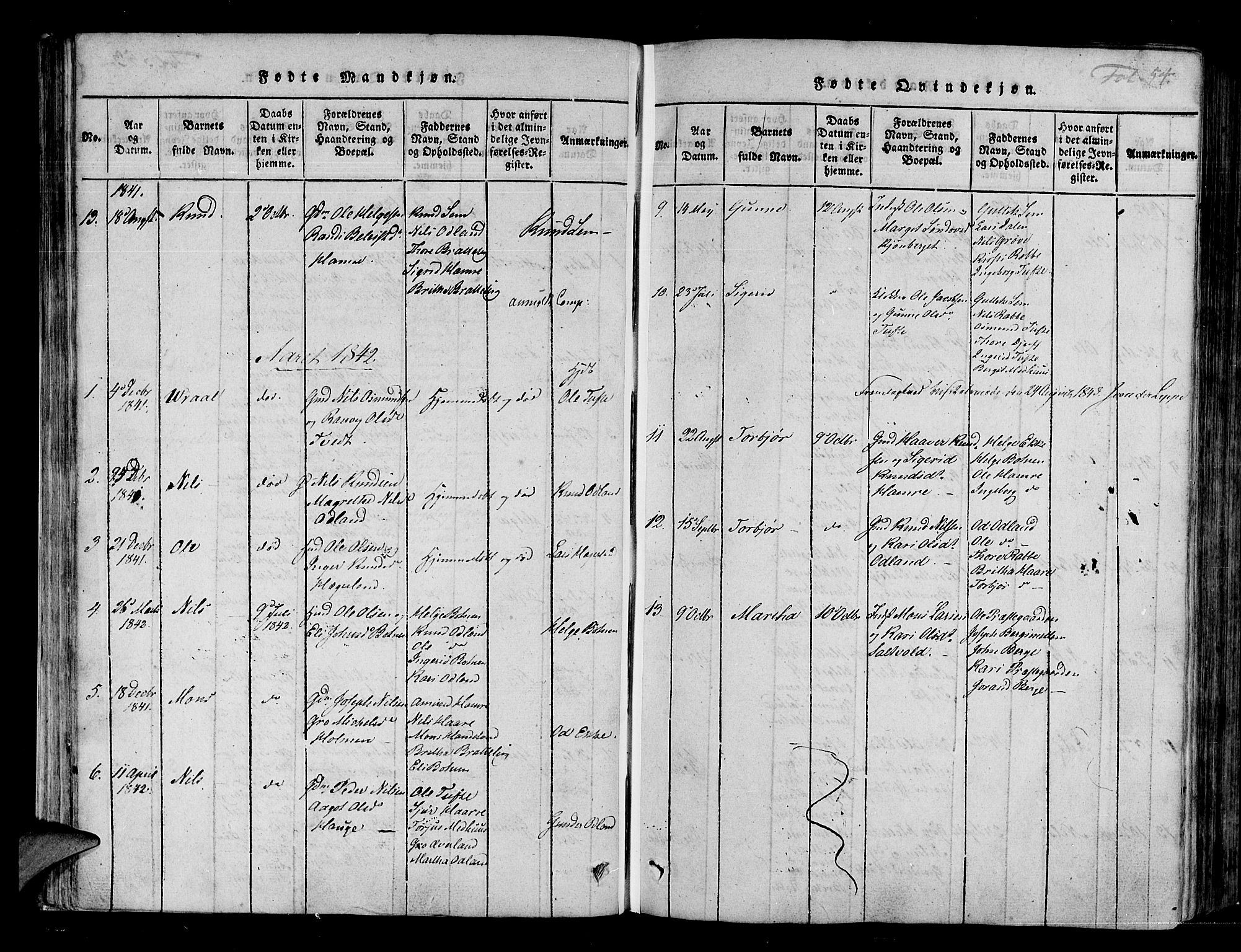 Røldal sokneprestembete, AV/SAB-A-100247: Parish register (official) no. A 2, 1817-1856, p. 54