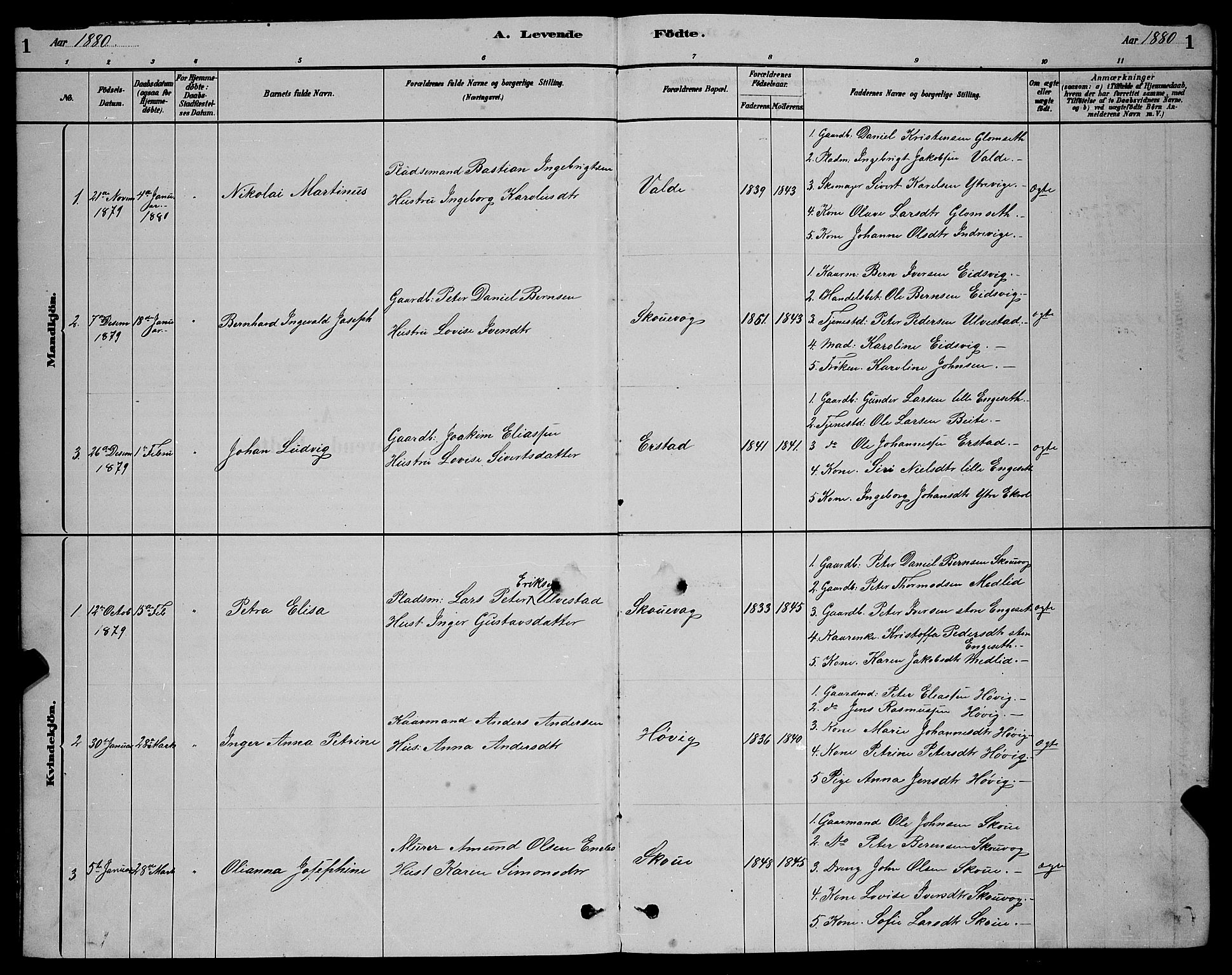 Ministerialprotokoller, klokkerbøker og fødselsregistre - Møre og Romsdal, SAT/A-1454/524/L0365: Parish register (copy) no. 524C06, 1880-1899, p. 1