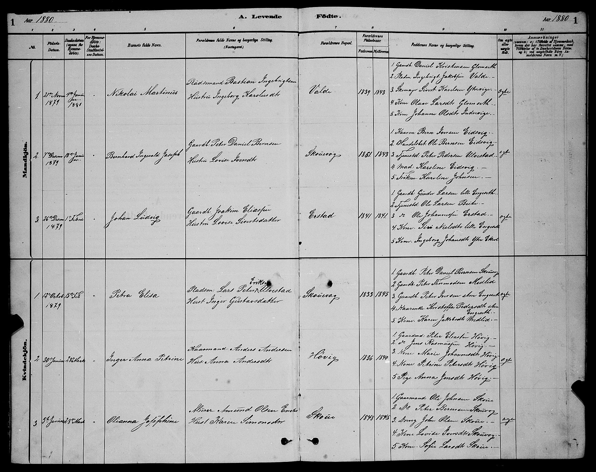 Ministerialprotokoller, klokkerbøker og fødselsregistre - Møre og Romsdal, AV/SAT-A-1454/524/L0365: Parish register (copy) no. 524C06, 1880-1899, p. 1