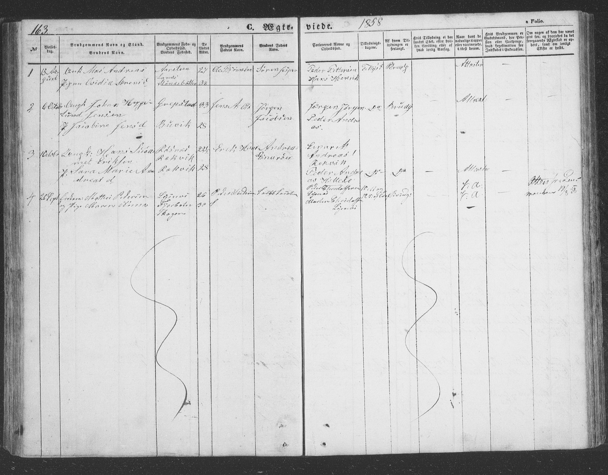 Lenvik sokneprestembete, SATØ/S-1310/H/Ha/Hab/L0020klokker: Parish register (copy) no. 20, 1855-1883, p. 163