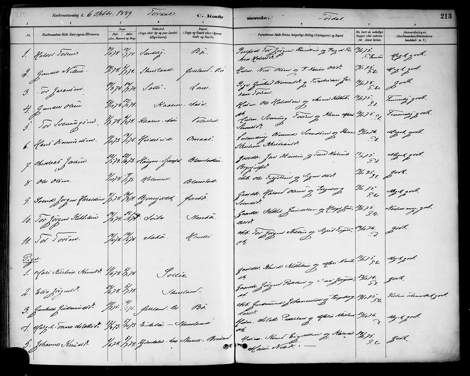 Drangedal kirkebøker, SAKO/A-258/F/Fa/L0010: Parish register (official) no. 10 /2, 1885-1894, p. 213
