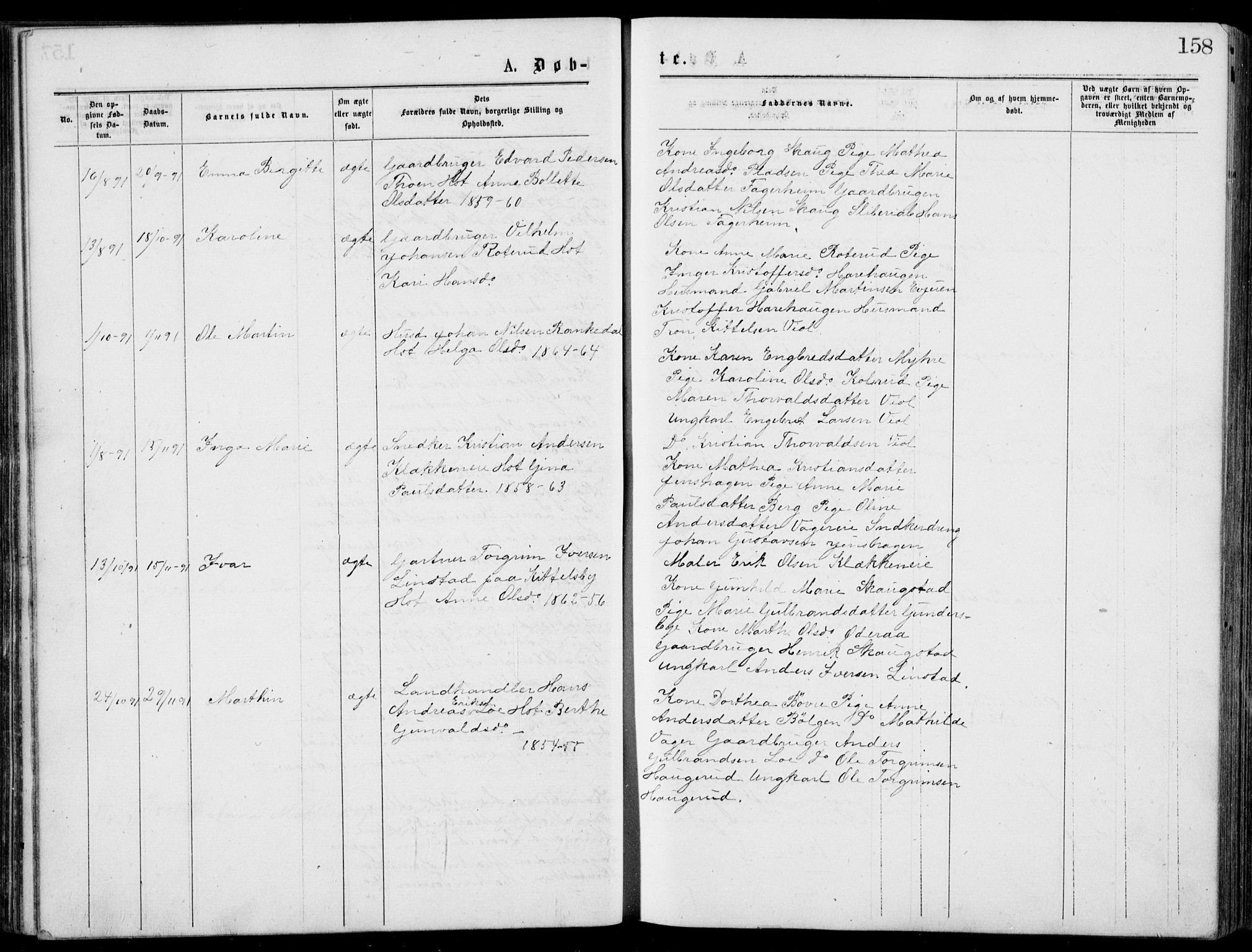 Norderhov kirkebøker, SAKO/A-237/G/Gb/L0001: Parish register (copy) no. II 1, 1876-1899, p. 158