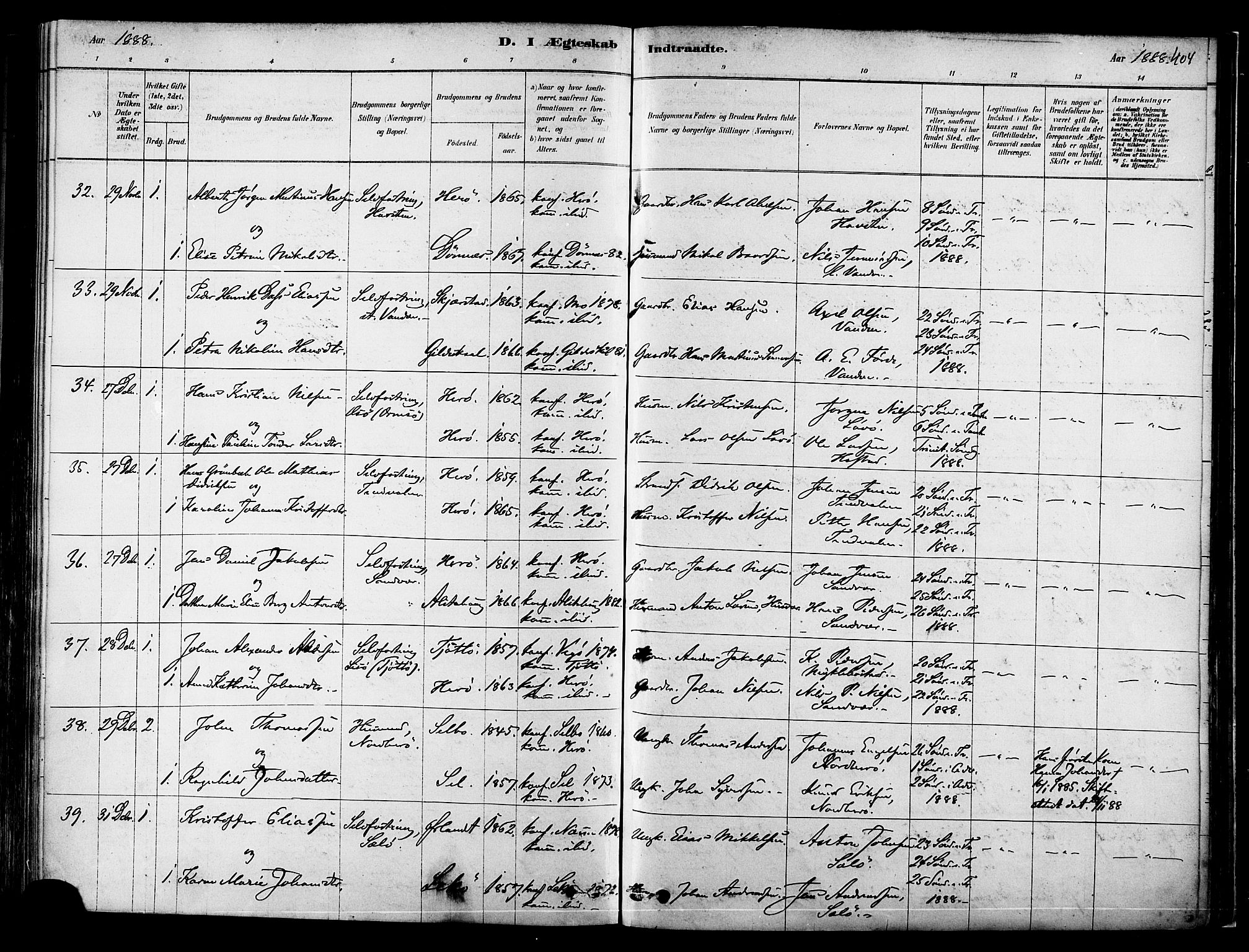 Ministerialprotokoller, klokkerbøker og fødselsregistre - Nordland, AV/SAT-A-1459/834/L0507: Parish register (official) no. 834A05, 1878-1892, p. 404
