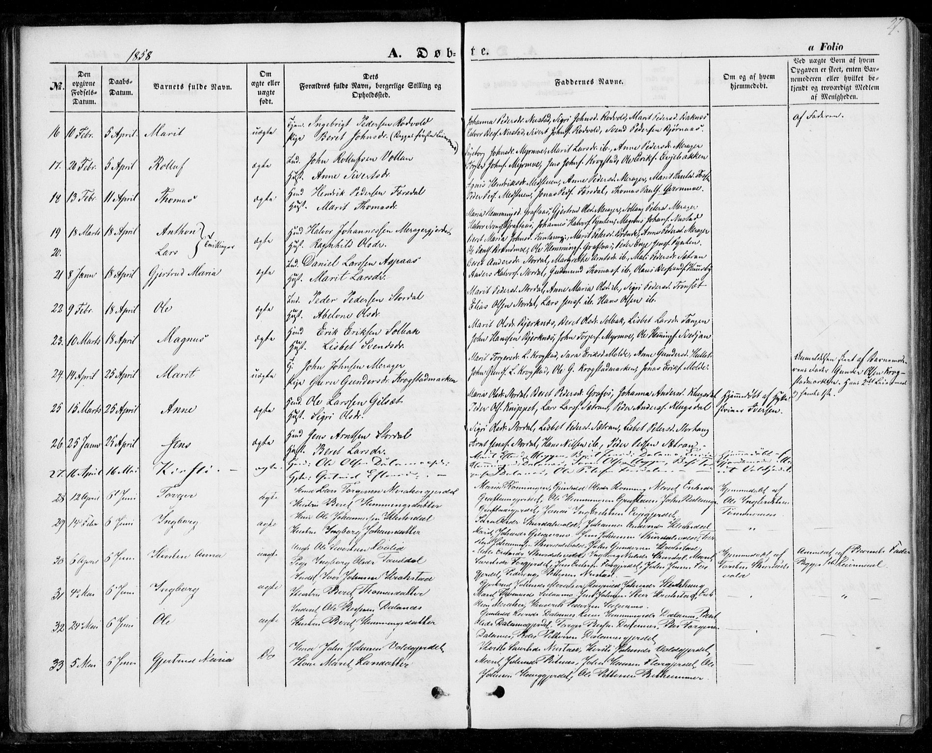 Ministerialprotokoller, klokkerbøker og fødselsregistre - Nord-Trøndelag, SAT/A-1458/706/L0040: Parish register (official) no. 706A01, 1850-1861, p. 27