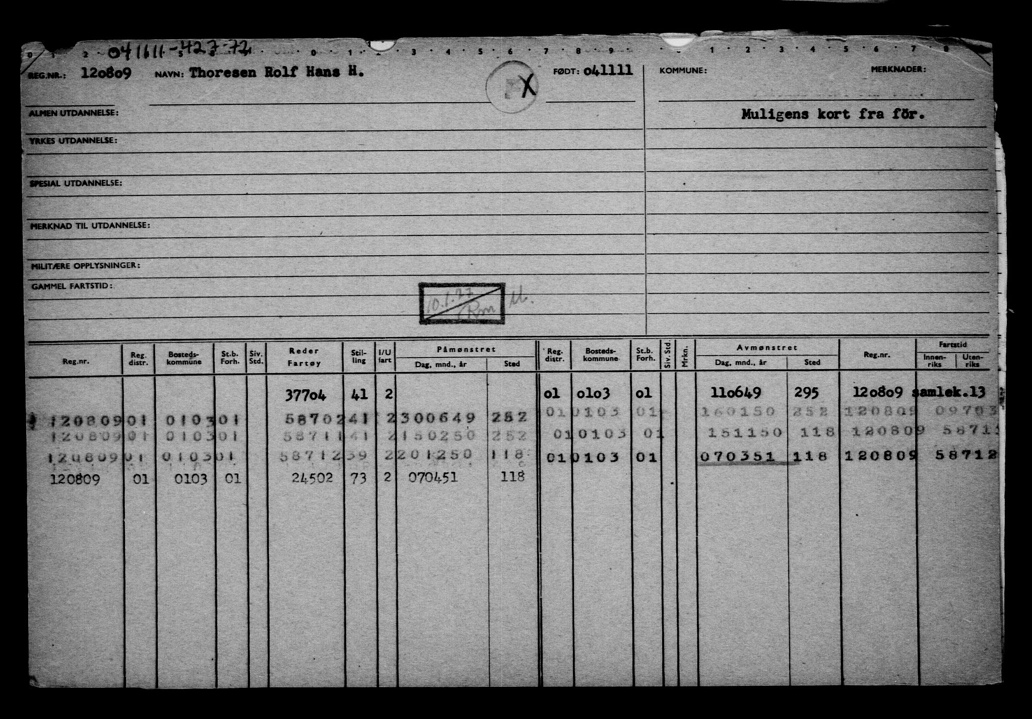 Direktoratet for sjømenn, AV/RA-S-3545/G/Gb/L0101: Hovedkort, 1911, p. 58