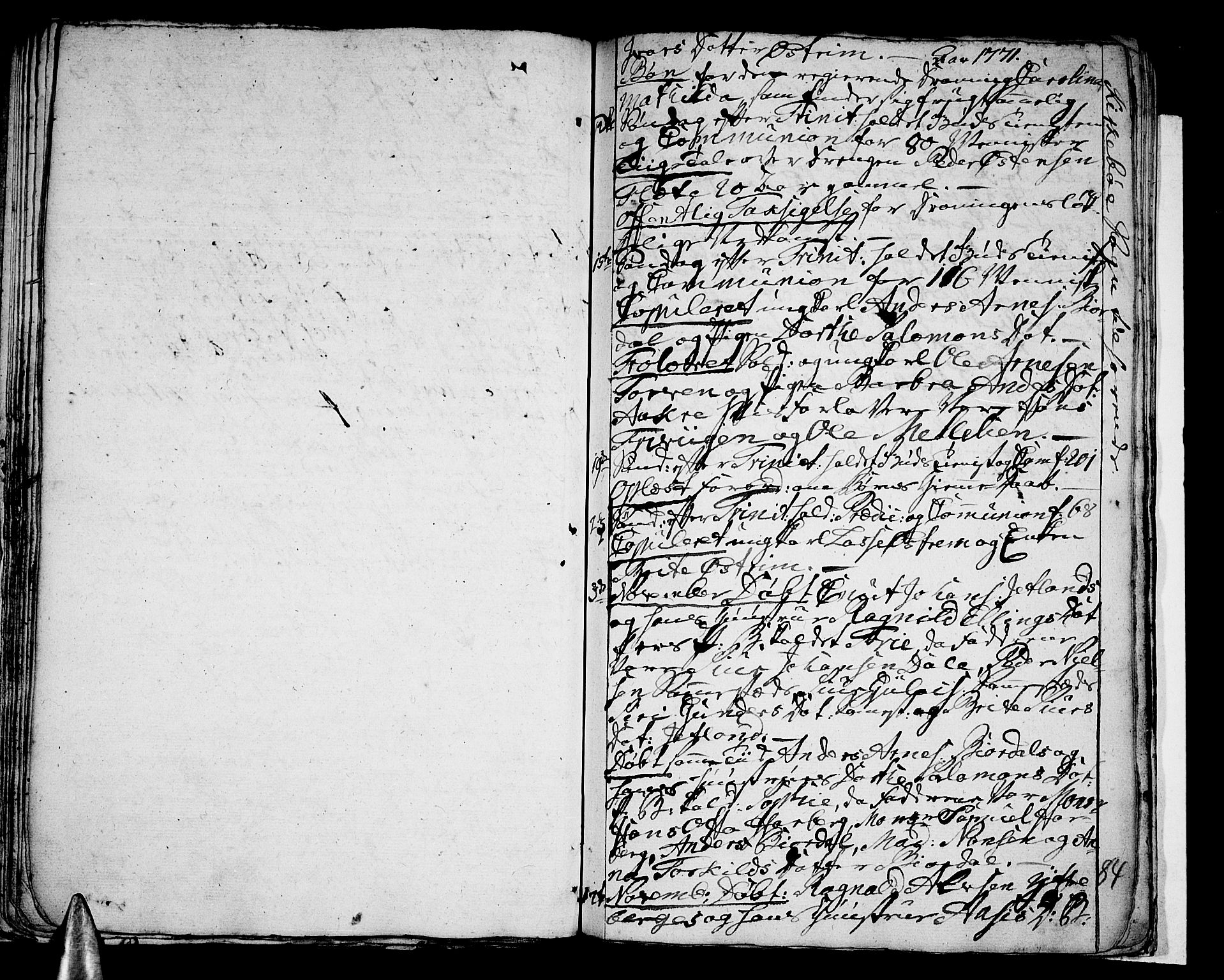 Vik sokneprestembete, SAB/A-81501: Parish register (official) no. A 3 /3, 1755-1771, p. 84