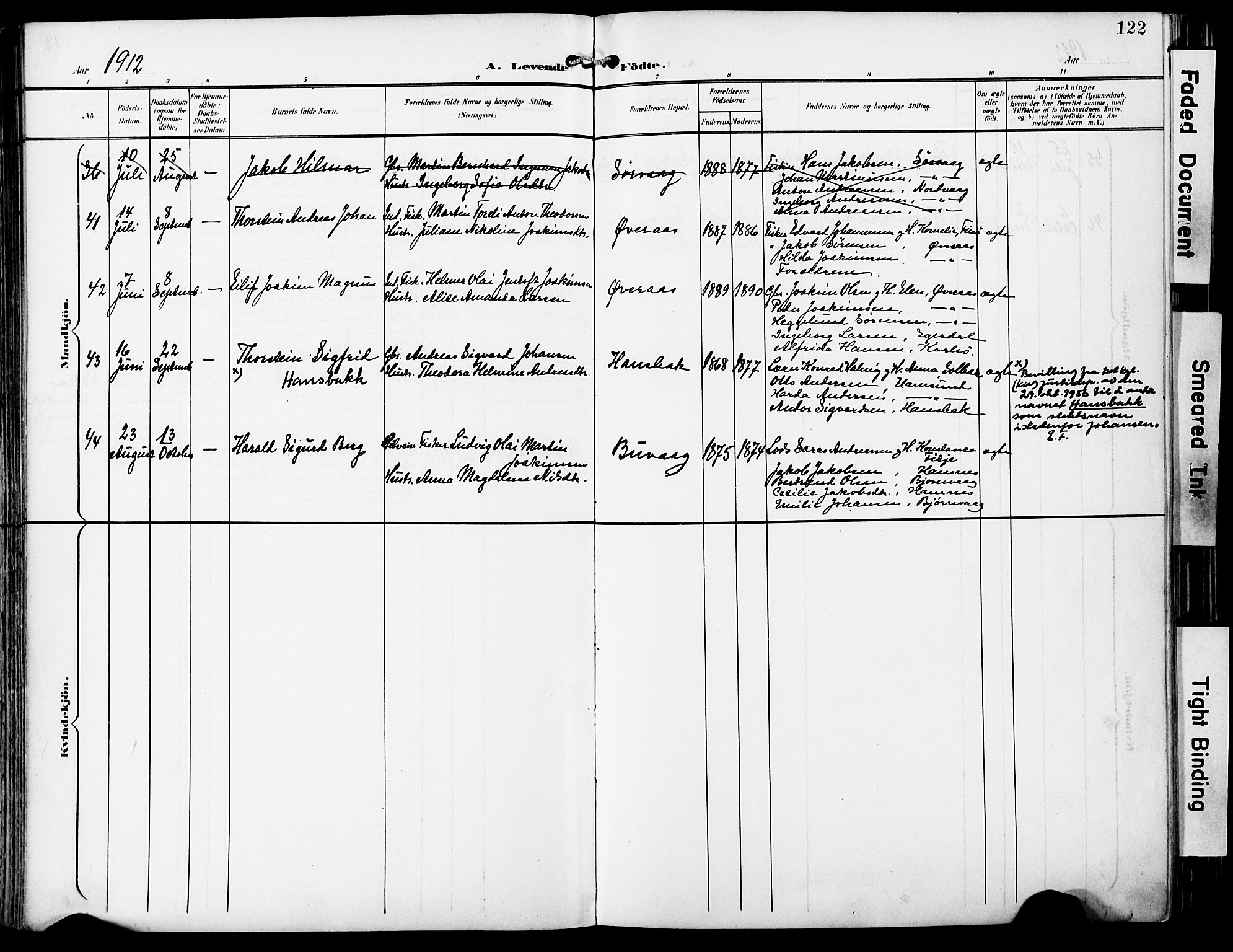 Ministerialprotokoller, klokkerbøker og fødselsregistre - Nordland, AV/SAT-A-1459/859/L0848: Parish register (official) no. 859A08, 1900-1912, p. 122