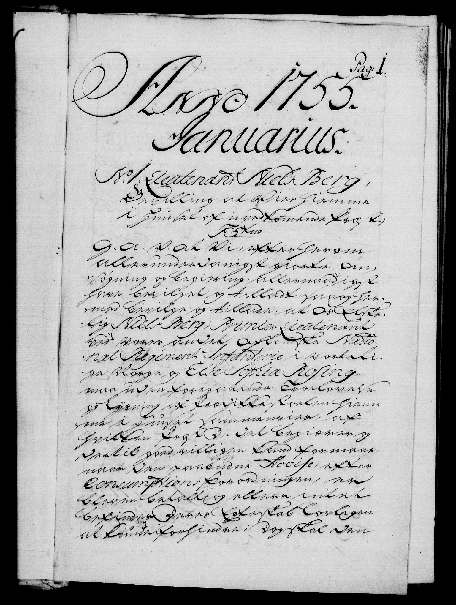 Danske Kanselli 1572-1799, AV/RA-EA-3023/F/Fc/Fca/Fcaa/L0039: Norske registre, 1755-1756, p. 1a