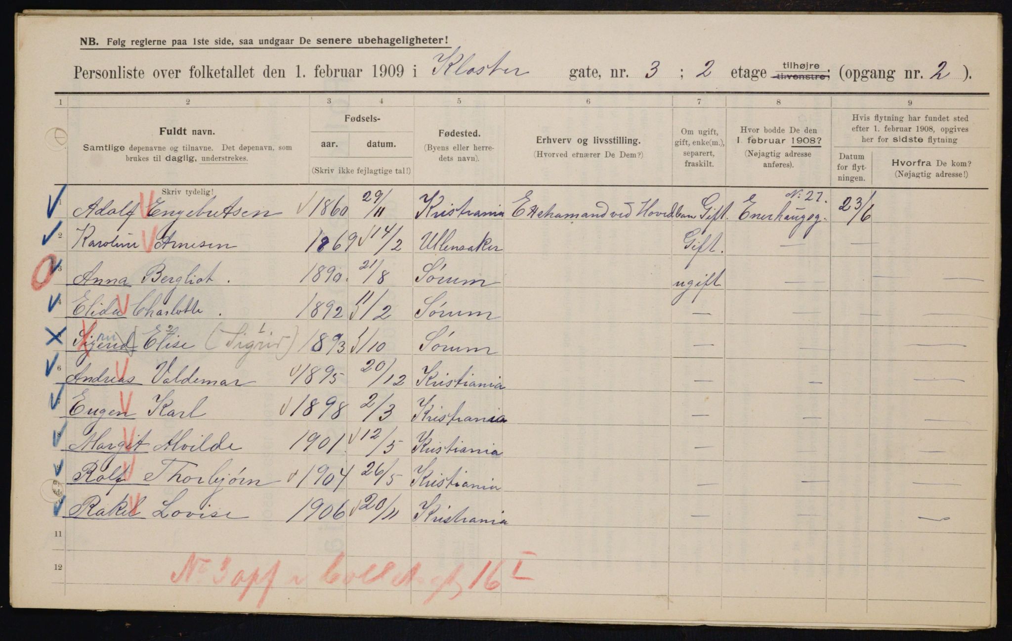 OBA, Municipal Census 1909 for Kristiania, 1909, p. 47783