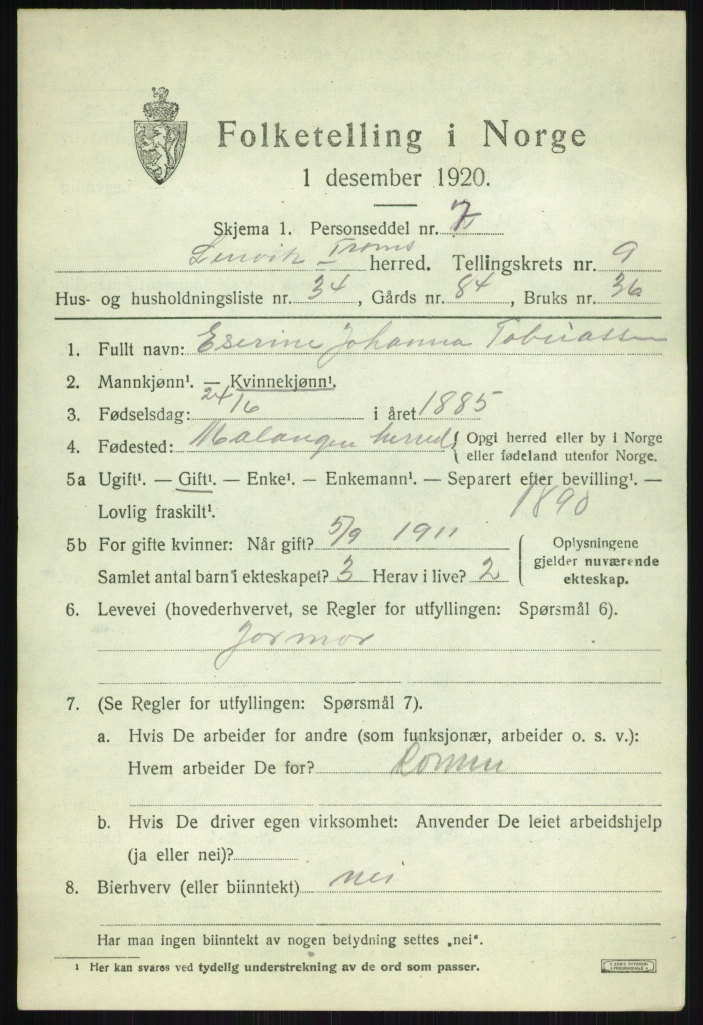 SATØ, 1920 census for Lenvik, 1920, p. 12778