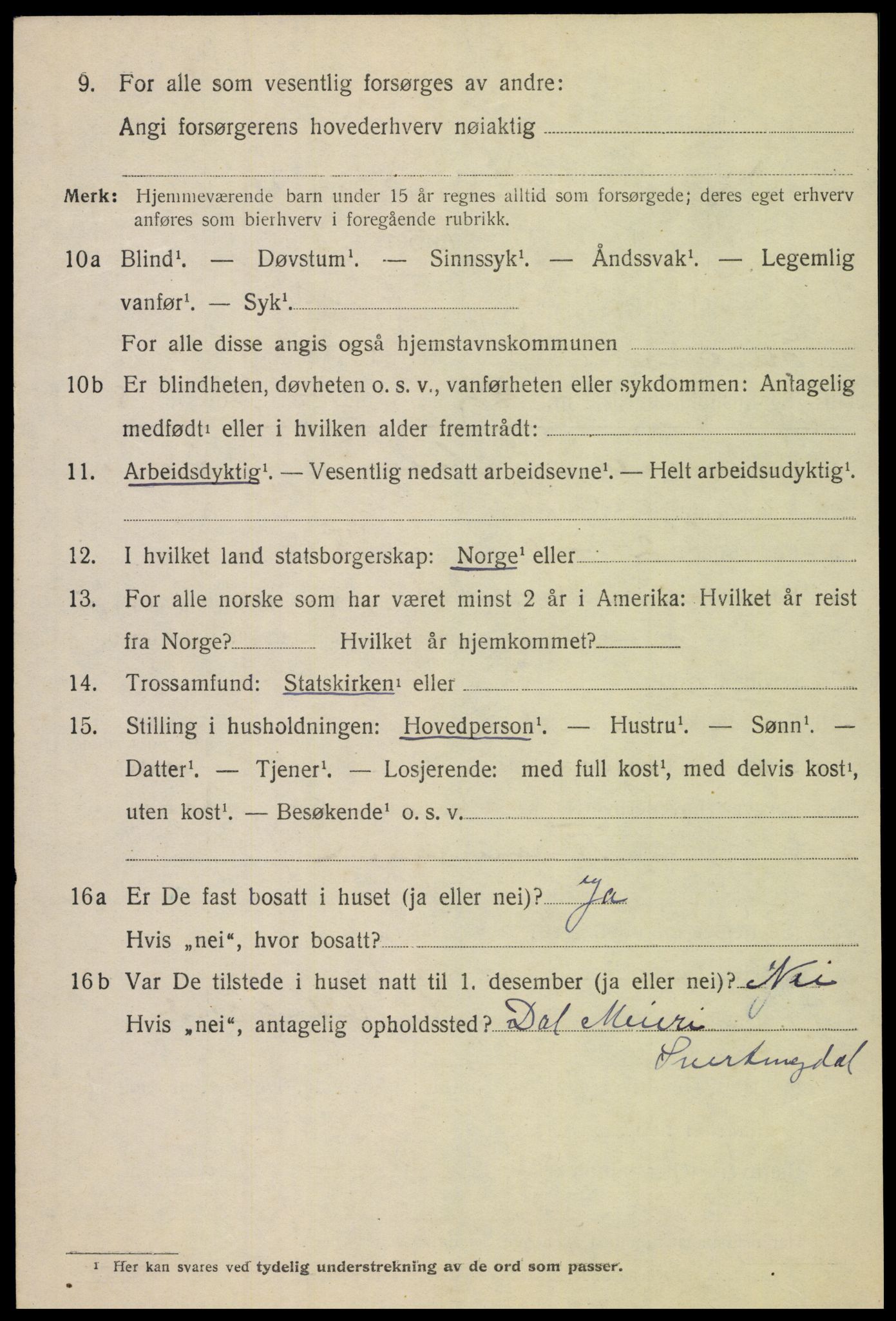 SAH, 1920 census for Snertingdal, 1920, p. 1356