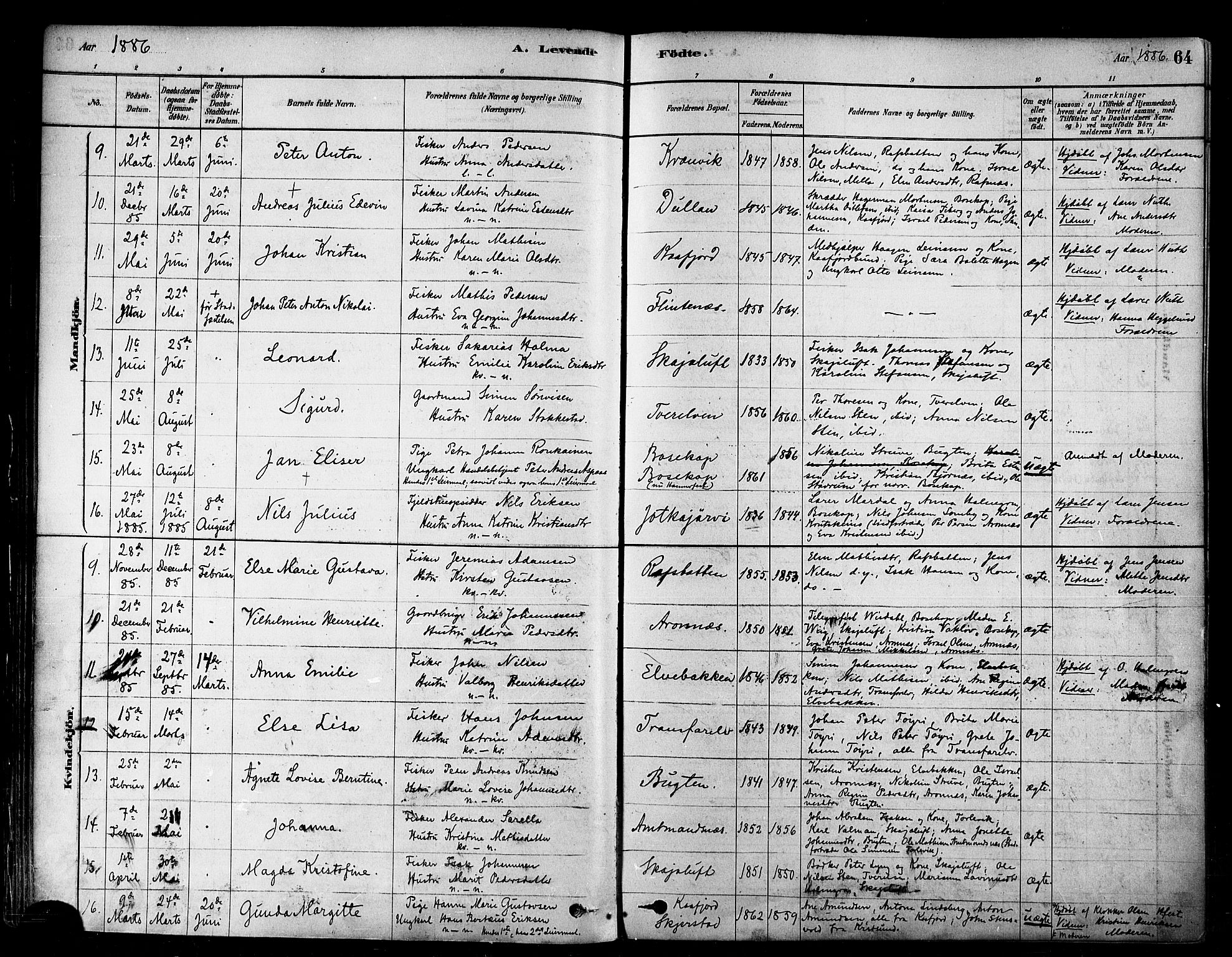 Alta sokneprestkontor, AV/SATØ-S-1338/H/Ha/L0002.kirke: Parish register (official) no. 2, 1879-1892, p. 64