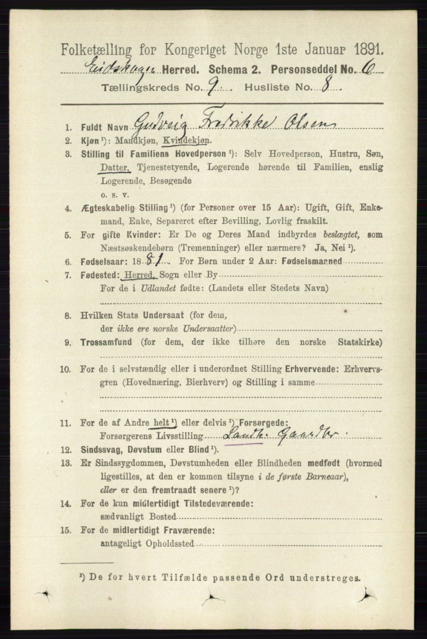 RA, 1891 census for 0420 Eidskog, 1891, p. 5442