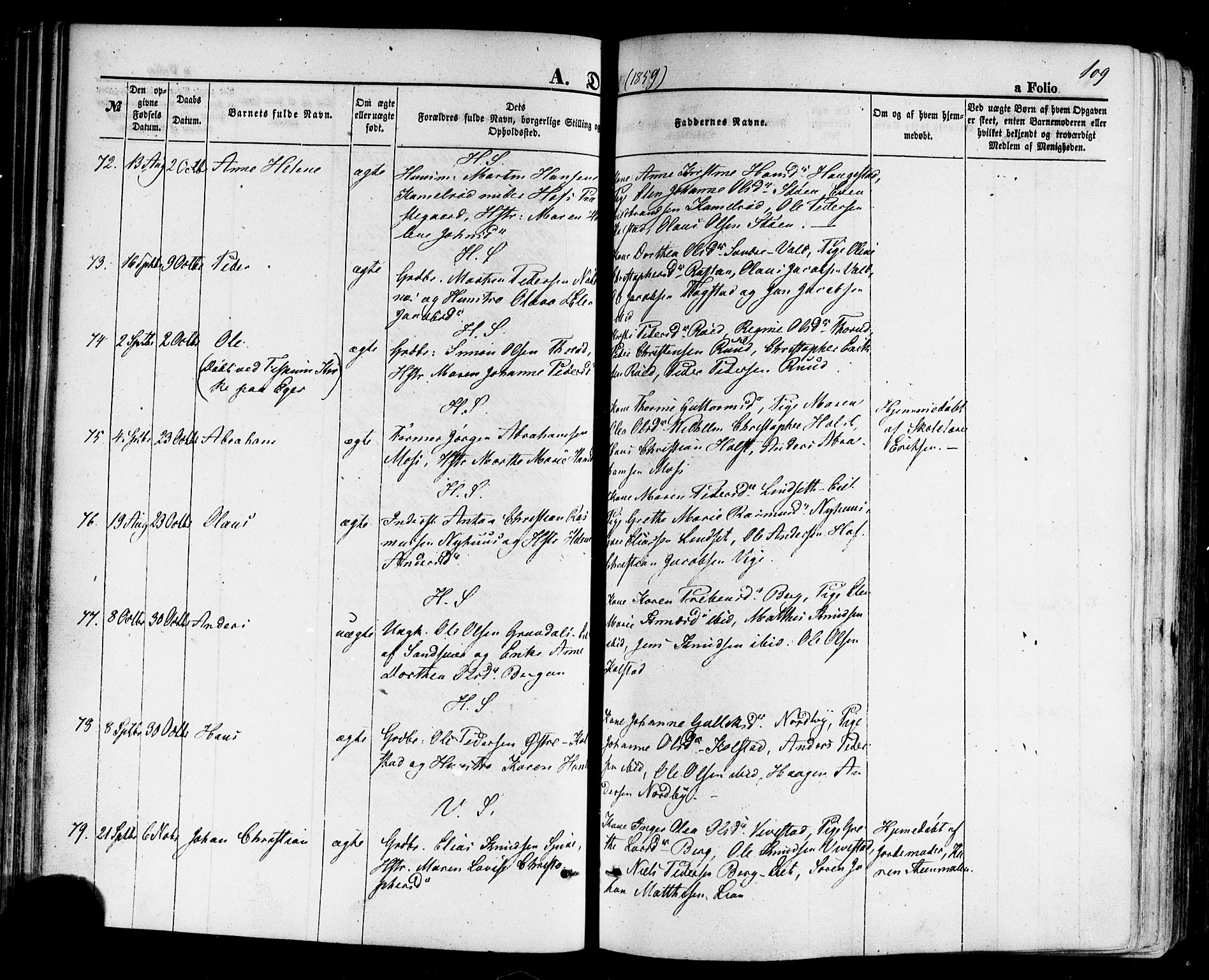 Hof kirkebøker, AV/SAKO-A-64/F/Fa/L0006: Parish register (official) no. I 6, 1851-1877, p. 109