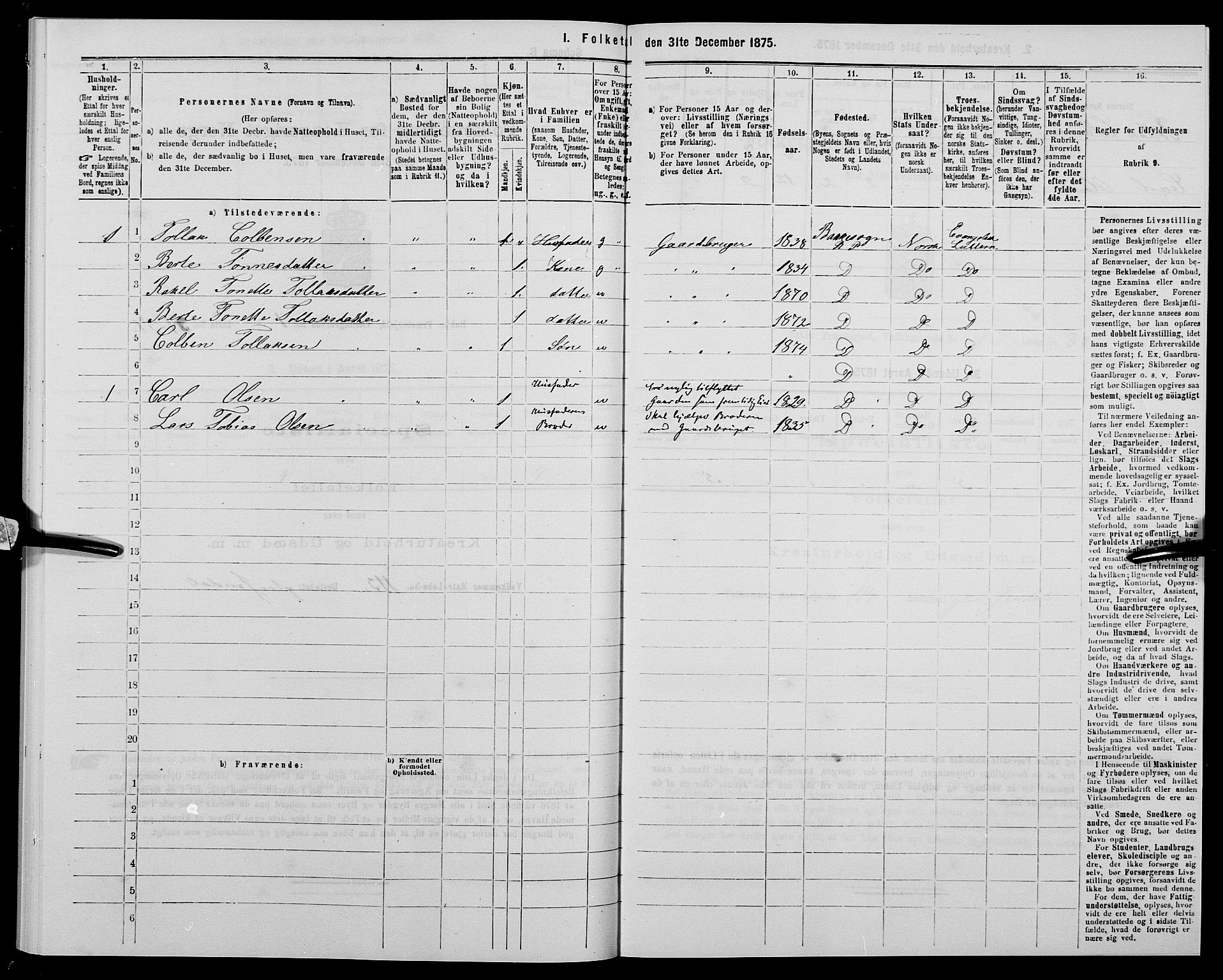 SAK, 1875 census for 1045P Bakke, 1875, p. 131