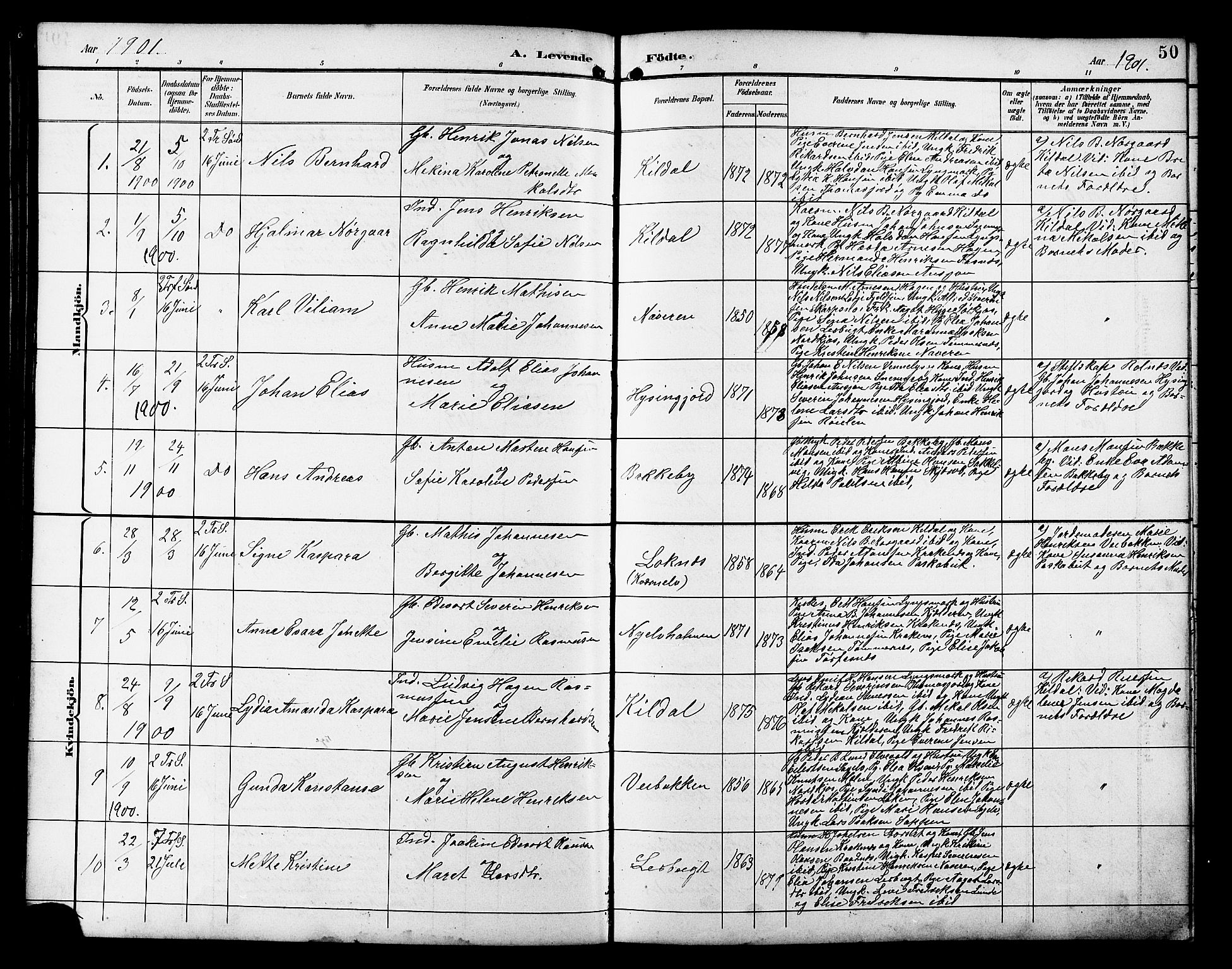 Skjervøy sokneprestkontor, AV/SATØ-S-1300/H/Ha/Hab/L0021klokker: Parish register (copy) no. 21, 1893-1910, p. 50