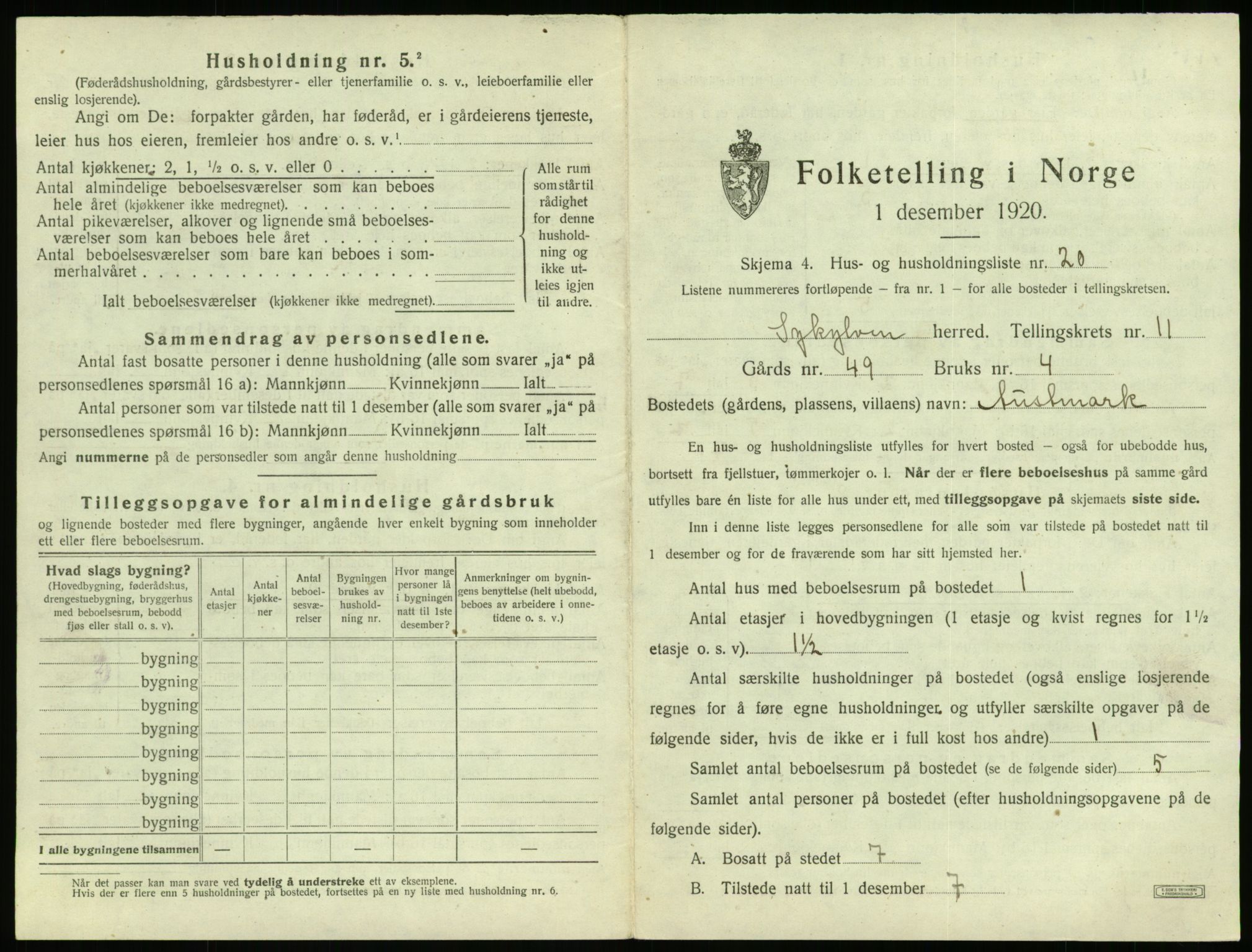 SAT, 1920 census for Sykkylven, 1920, p. 823