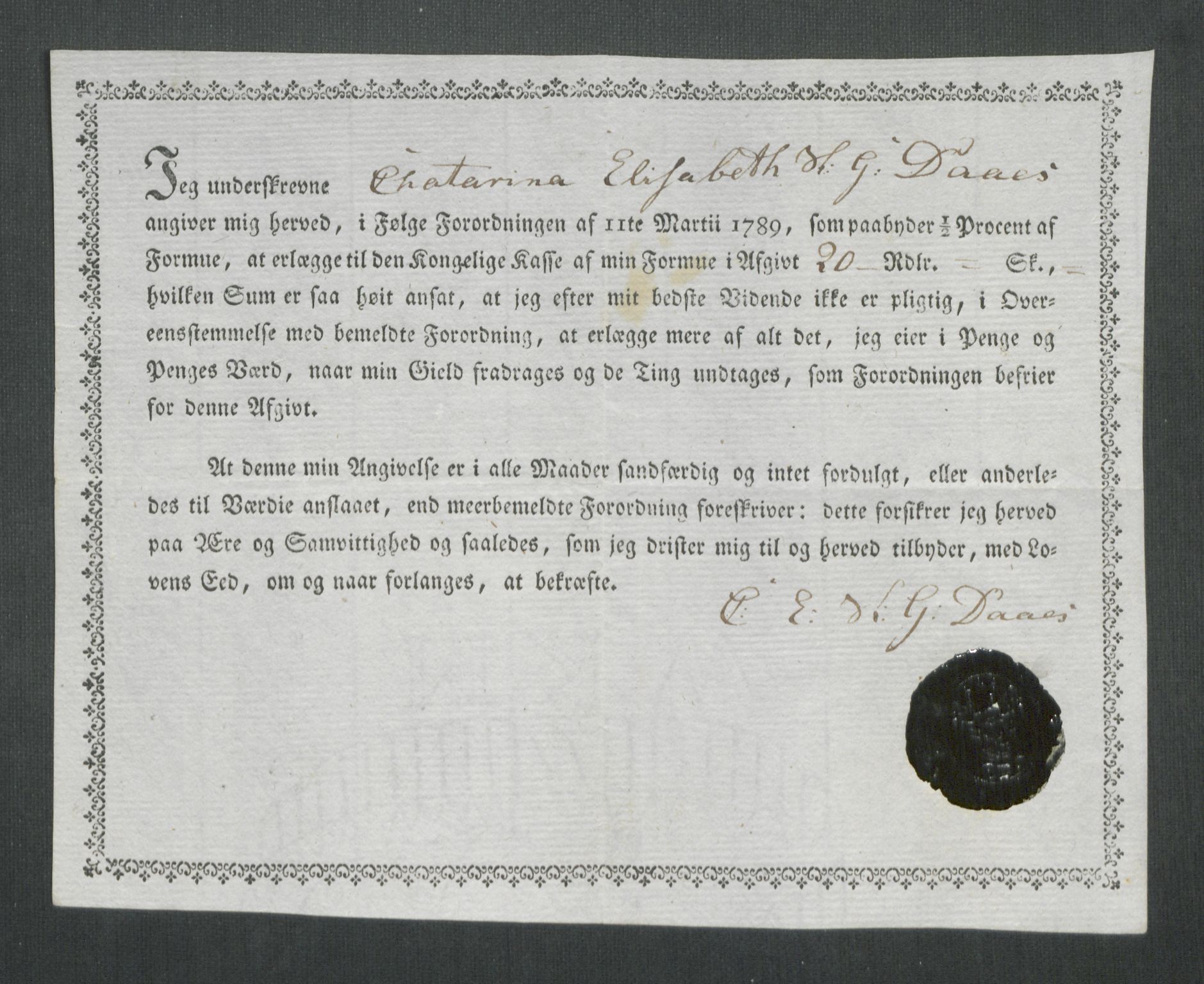 Rentekammeret inntil 1814, Reviderte regnskaper, Mindre regnskaper, AV/RA-EA-4068/Rf/Rfe/L0058: Ytre og Indre Sogn fogderi, 1789, p. 194