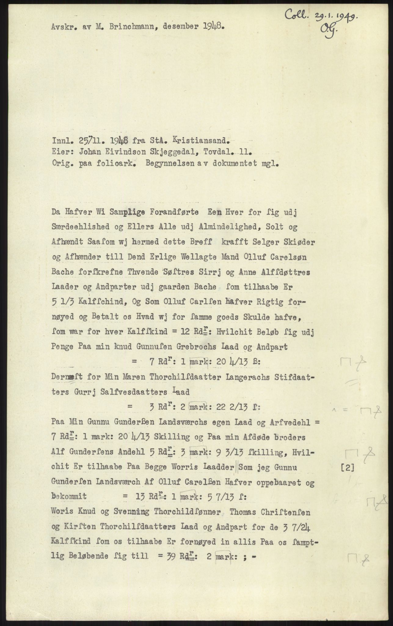 Samlinger til kildeutgivelse, Diplomavskriftsamlingen, AV/RA-EA-4053/H/Ha, p. 2109
