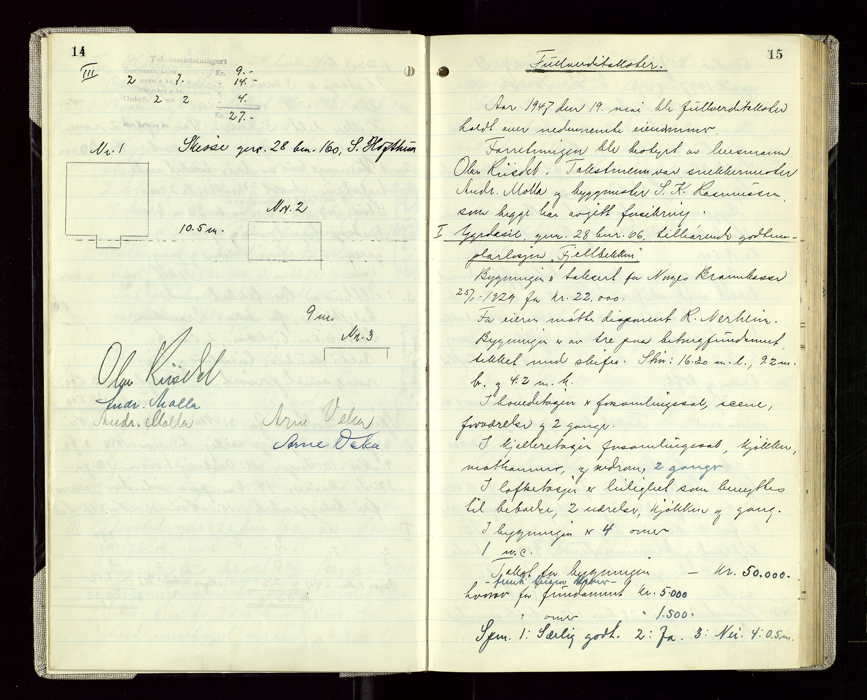 Sauda lensmannskontor, AV/SAST-A-100177/Goa/L0005: "Branntakstprotokoll for Sauda lensmannsdistrikt", 1946-1955, p. 14-15