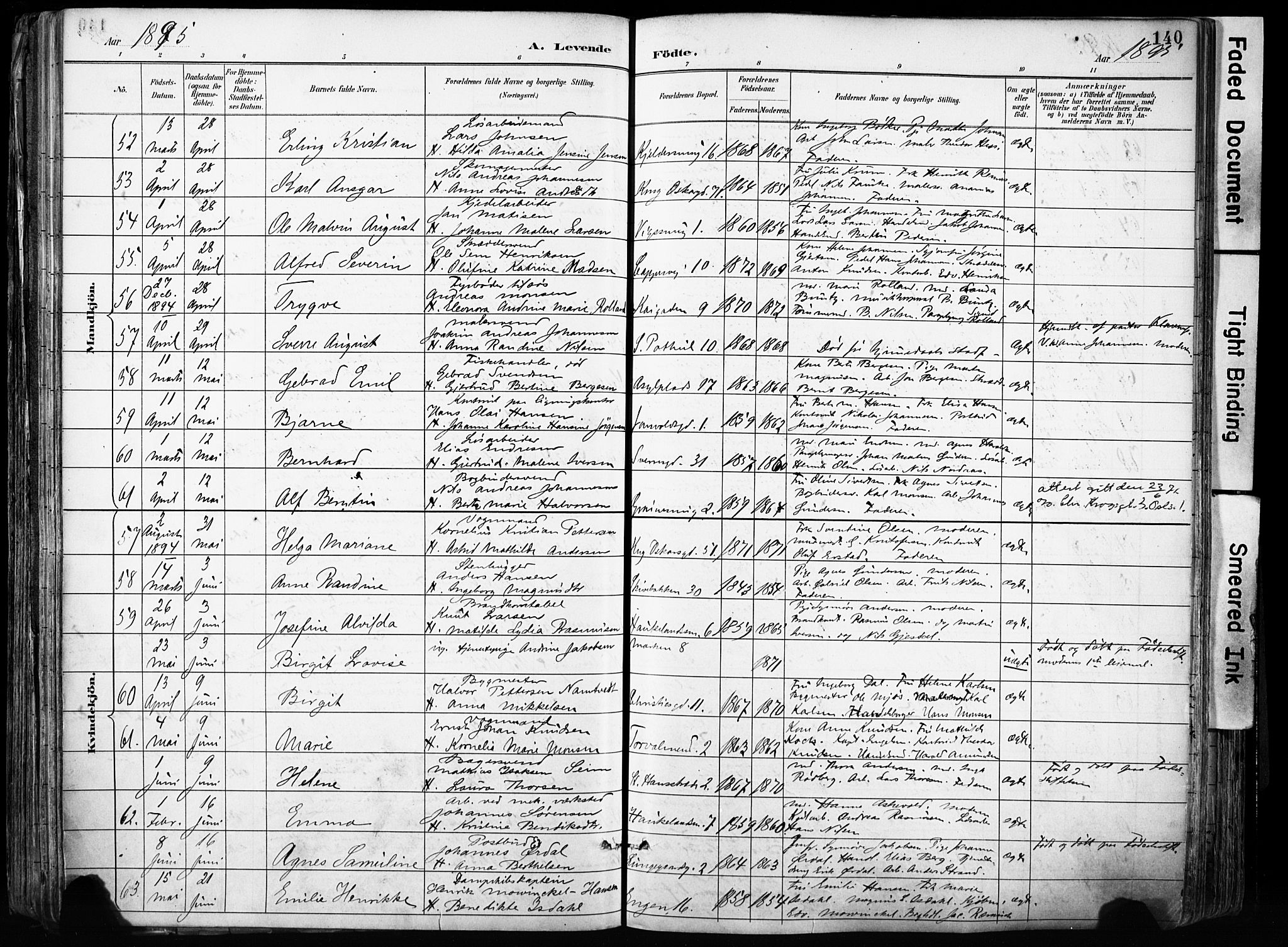 Domkirken sokneprestembete, SAB/A-74801/H/Haa/L0024: Parish register (official) no. B 7, 1888-1903, p. 140