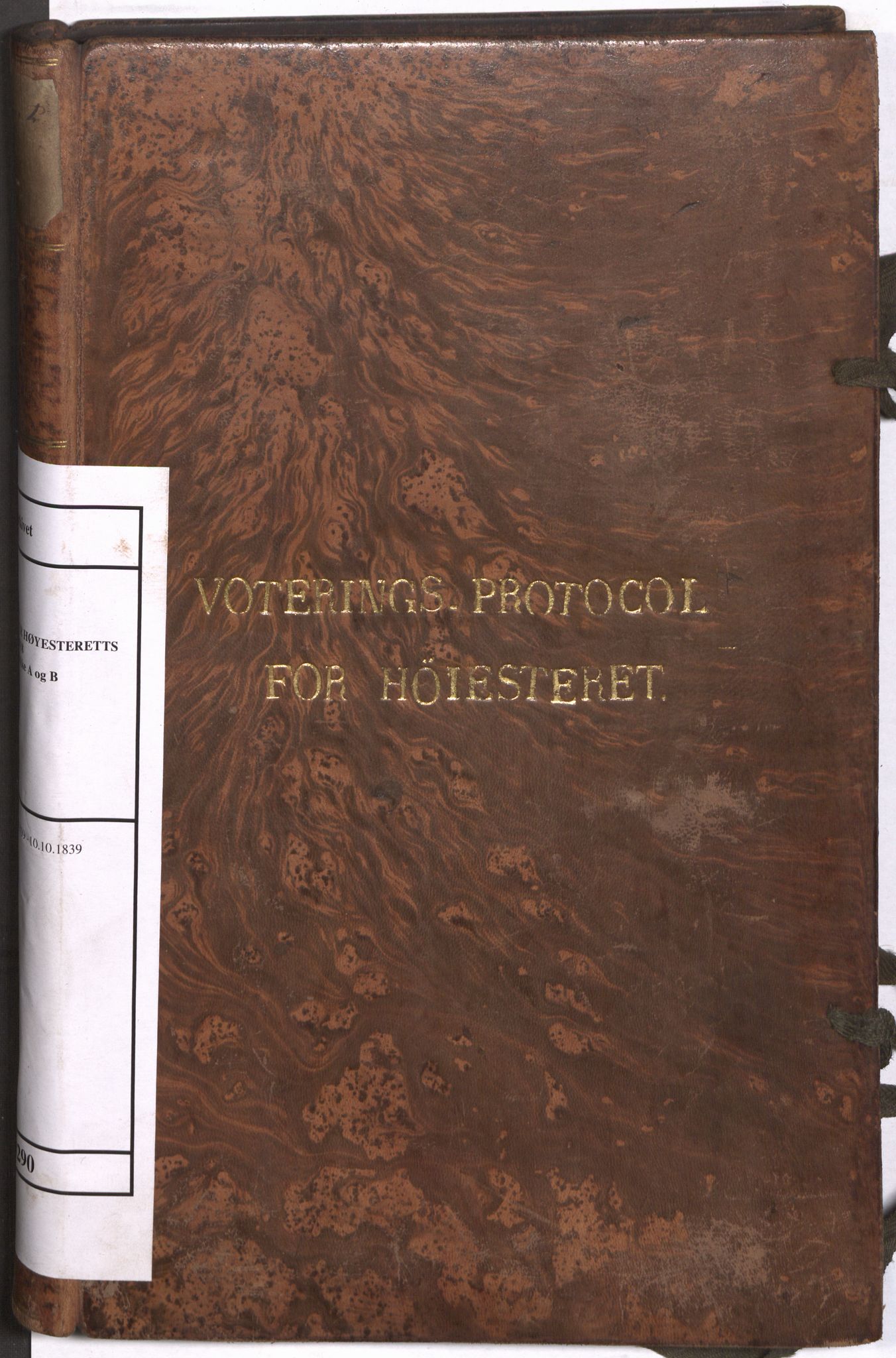 Høyesterett, RA/S-1002/E/Eb/Ebb/L0029/0001: Voteringsprotokoller / Voteringsprotokoll, 1839