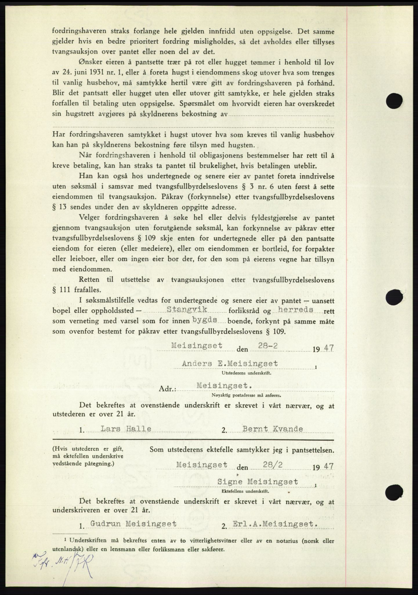 Nordmøre sorenskriveri, AV/SAT-A-4132/1/2/2Ca: Mortgage book no. B95, 1946-1947, Diary no: : 574/1947