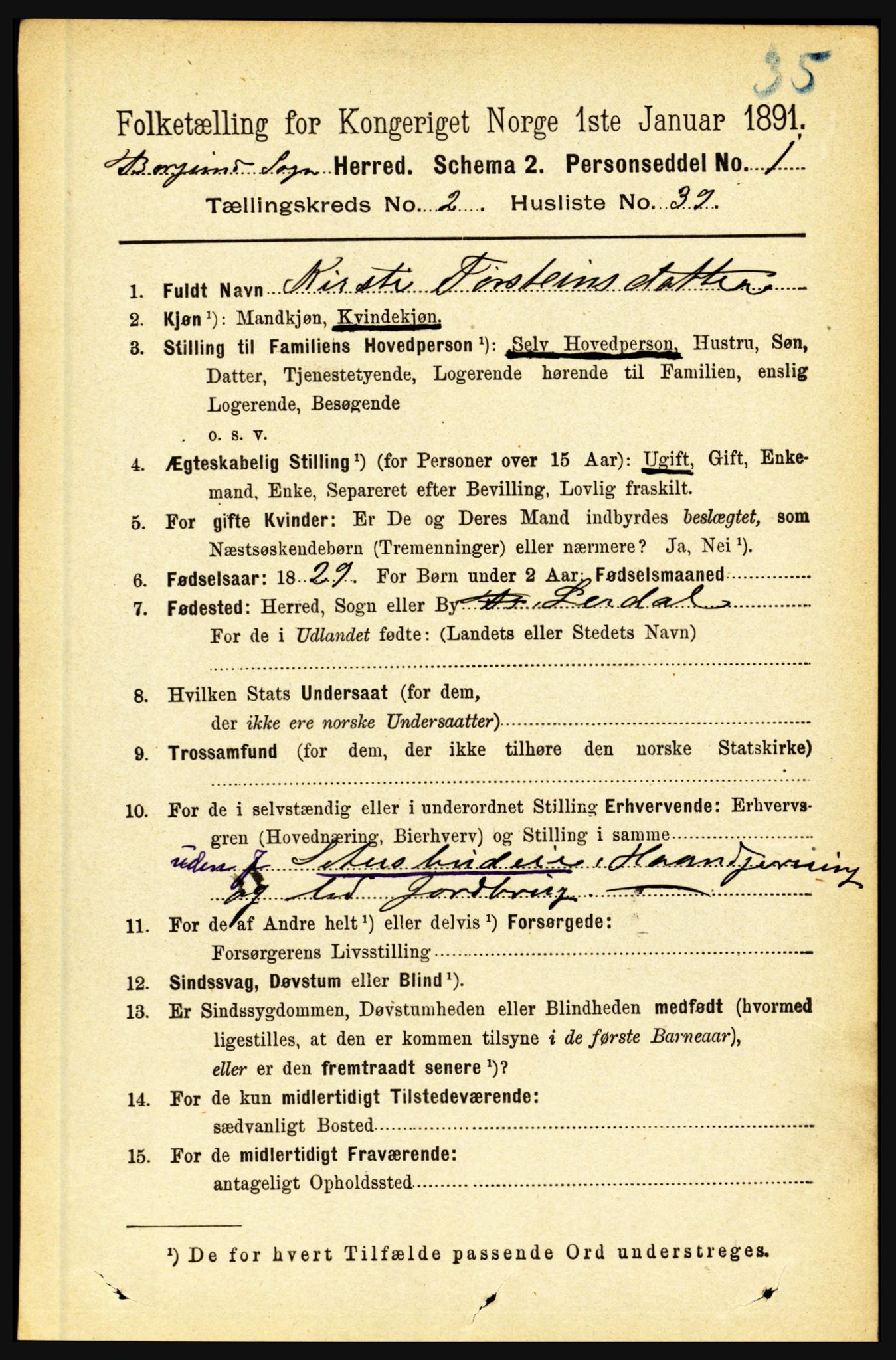 RA, 1891 census for 1423 Borgund, 1891, p. 518