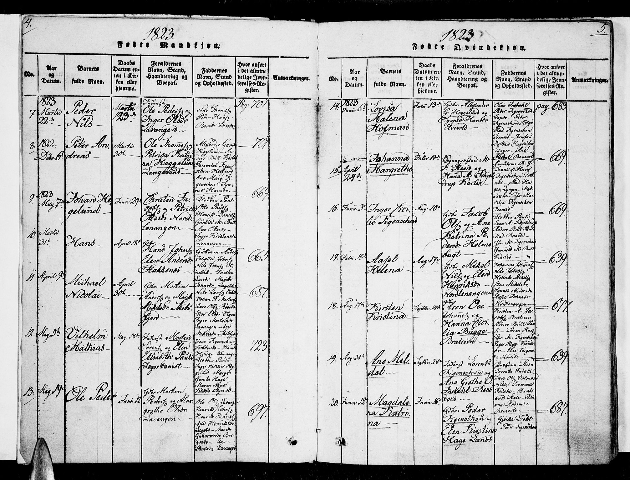 Karlsøy sokneprestembete, SATØ/S-1299/H/Ha/Haa/L0002kirke: Parish register (official) no. 2, 1823-1842, p. 4-5