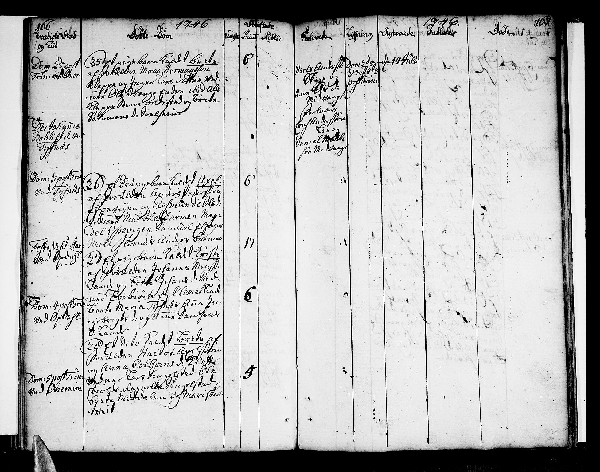 Tysnes sokneprestembete, SAB/A-78601/H/Haa: Parish register (official) no. A 3, 1740-1749, p. 166-167