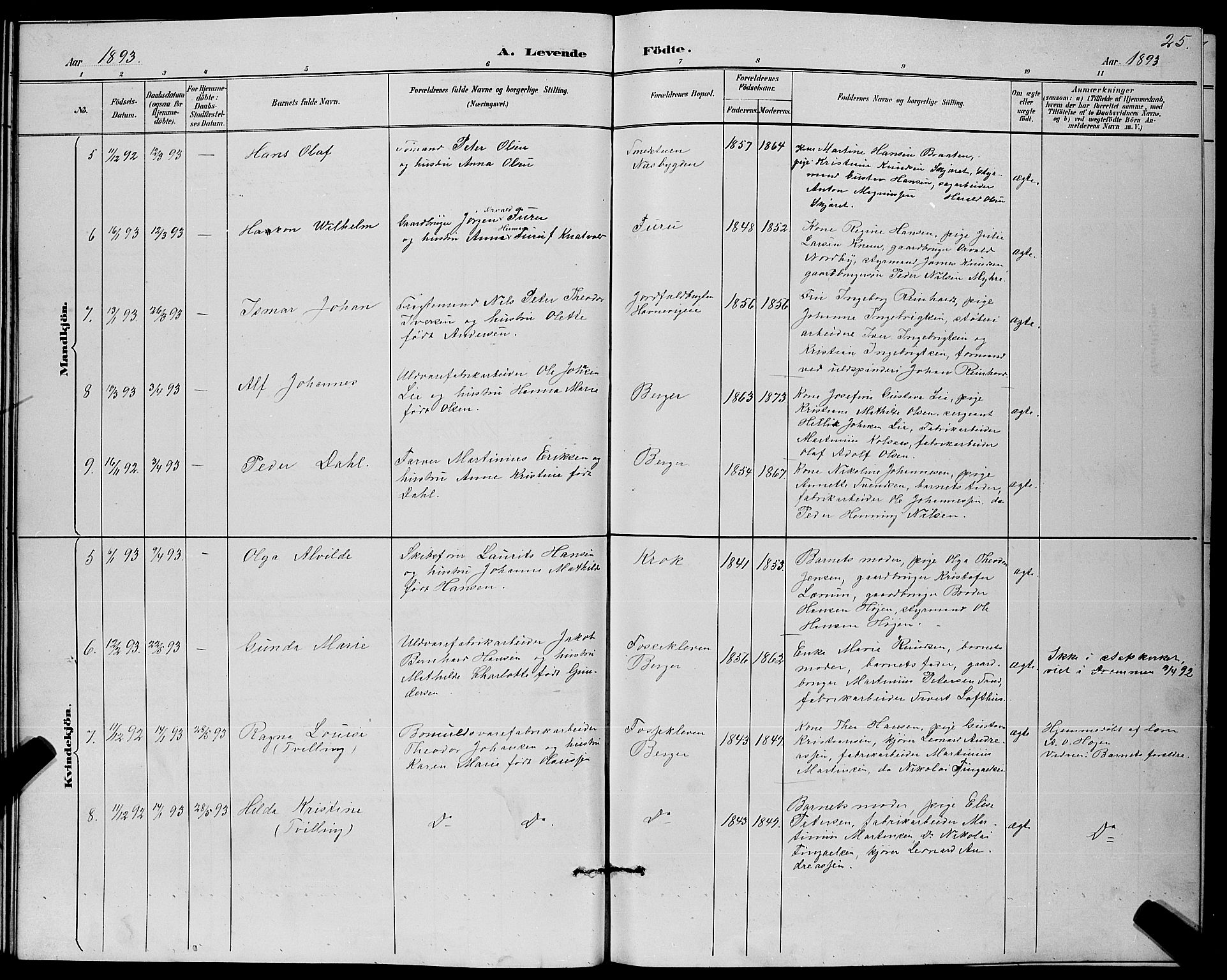 Strømm kirkebøker, AV/SAKO-A-322/G/Ga/L0003: Parish register (copy) no. I 3, 1889-1896, p. 25