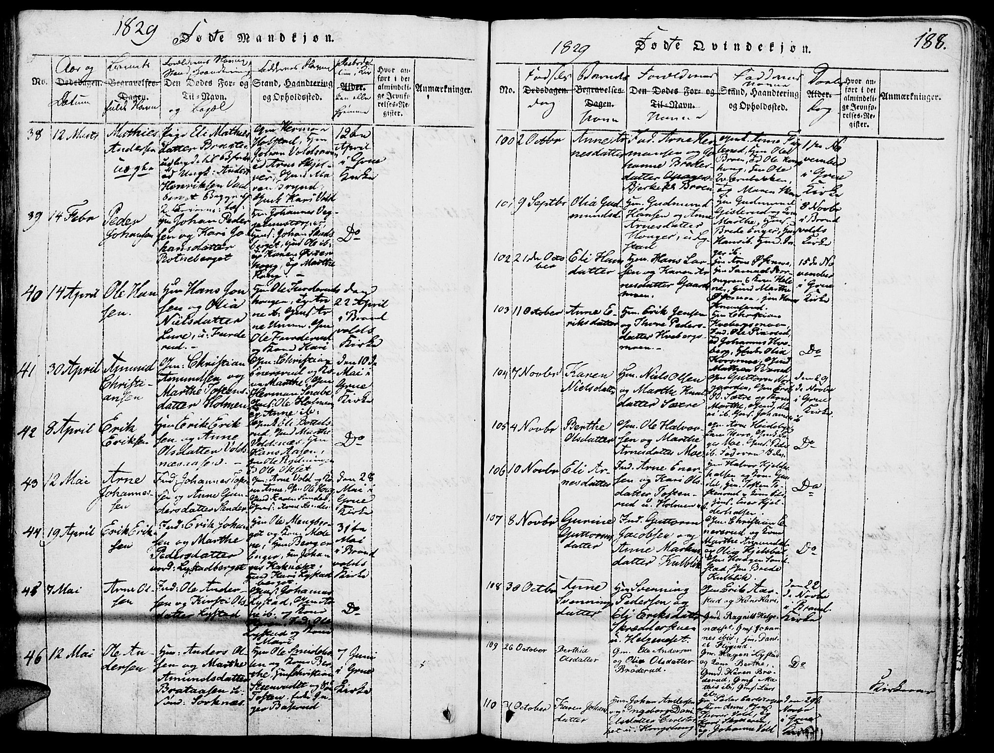 Grue prestekontor, AV/SAH-PREST-036/H/Ha/Haa/L0006: Parish register (official) no. 6, 1814-1830, p. 188