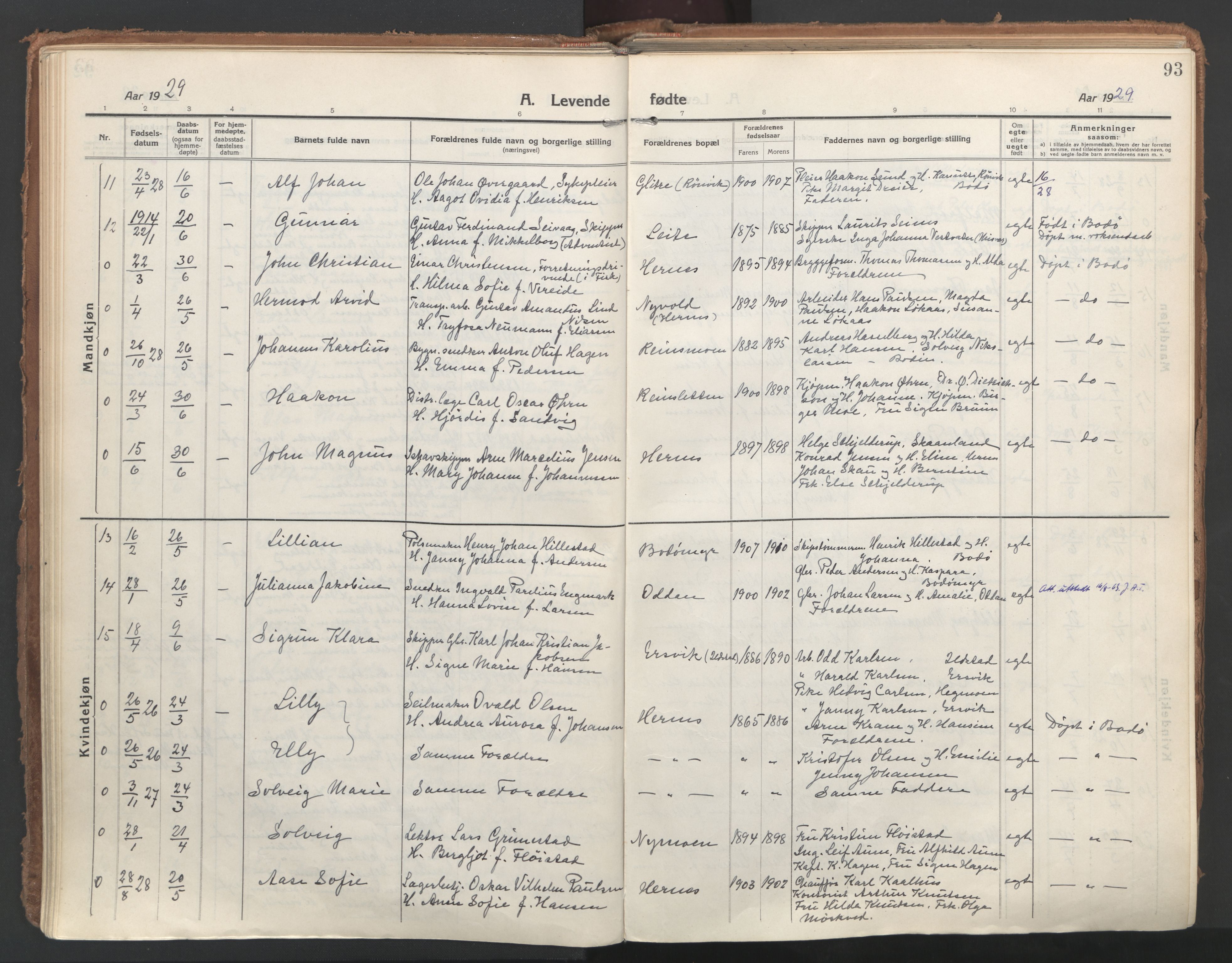 Ministerialprotokoller, klokkerbøker og fødselsregistre - Nordland, AV/SAT-A-1459/802/L0060: Parish register (official) no. 802A07, 1916-1933, p. 93