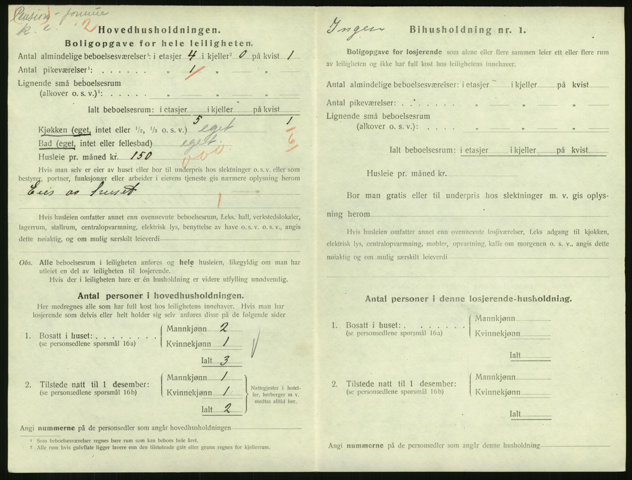 SAH, 1920 census for Lillehammer, 1920, p. 1557