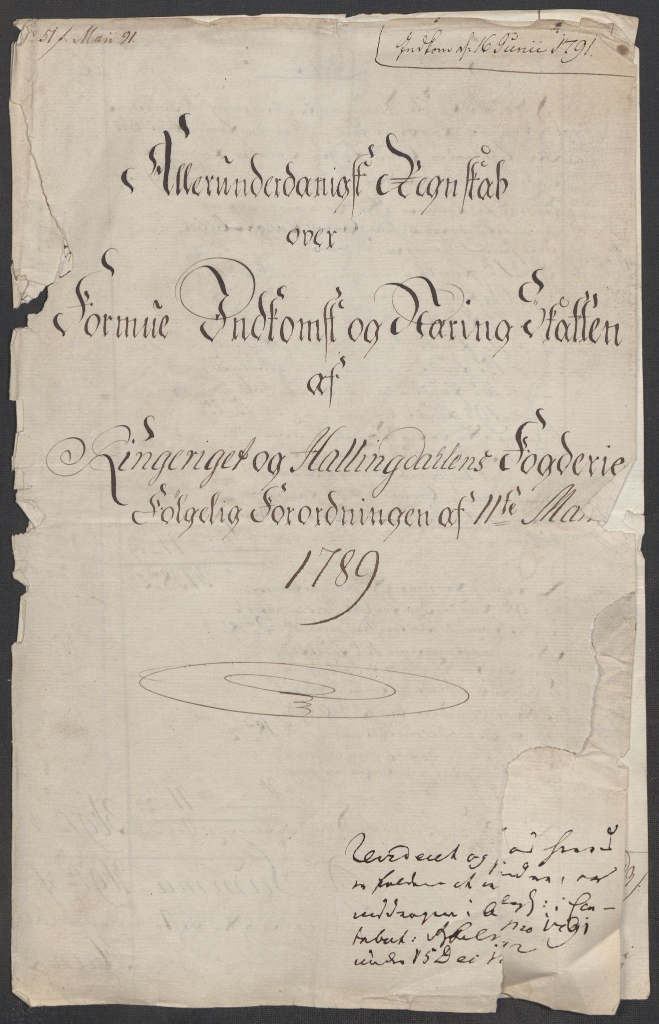 Rentekammeret inntil 1814, Reviderte regnskaper, Mindre regnskaper, AV/RA-EA-4068/Rf/Rfe/L0036: Rakkestad, Heggen og Frøland fogderi, Ringerike og Hallingdal fogderi, 1789, p. 126