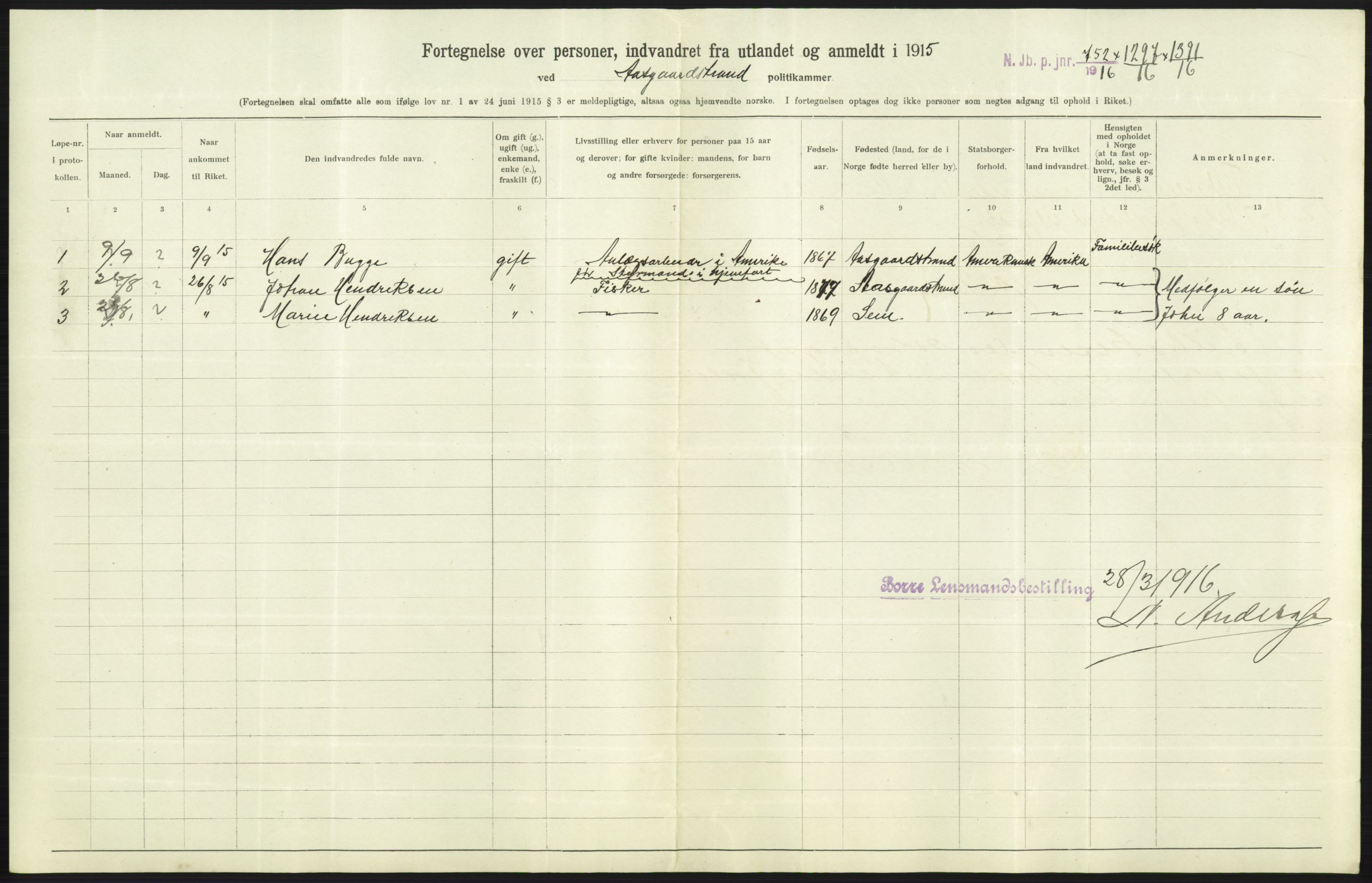 Nord-Jarlsberg politikammer, AV/SAKO-A-739/I/Ia/Iab/L0001: Emigrantprotokoll, 1912-1918, p. 201