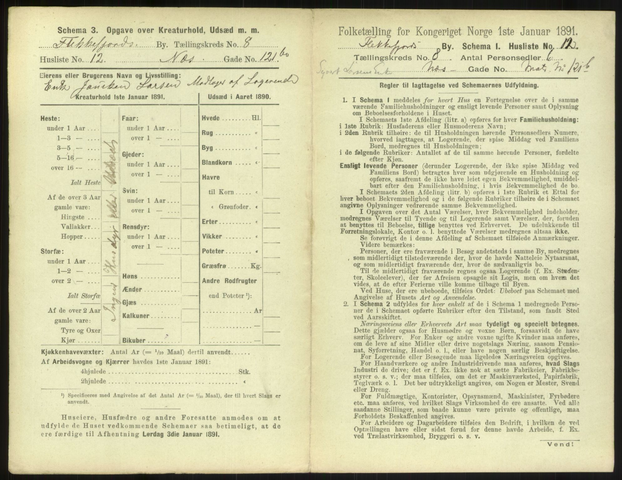 RA, 1891 census for 1004 Flekkefjord, 1891, p. 322