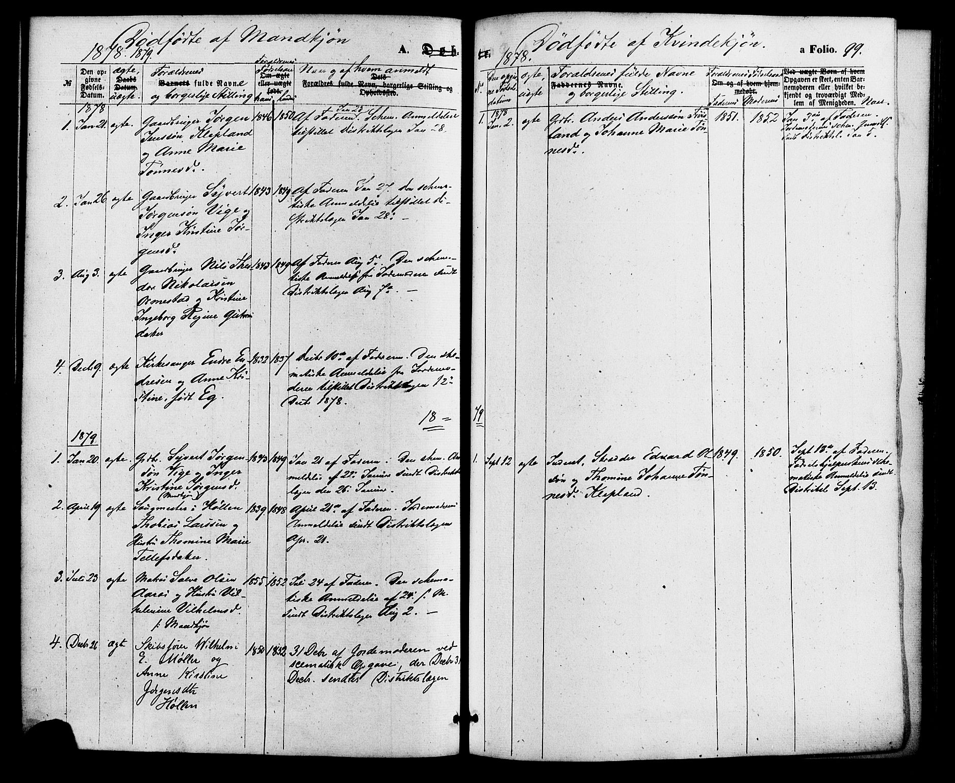 Søgne sokneprestkontor, SAK/1111-0037/F/Fa/Fab/L0011: Parish register (official) no. A 11, 1869-1879, p. 99