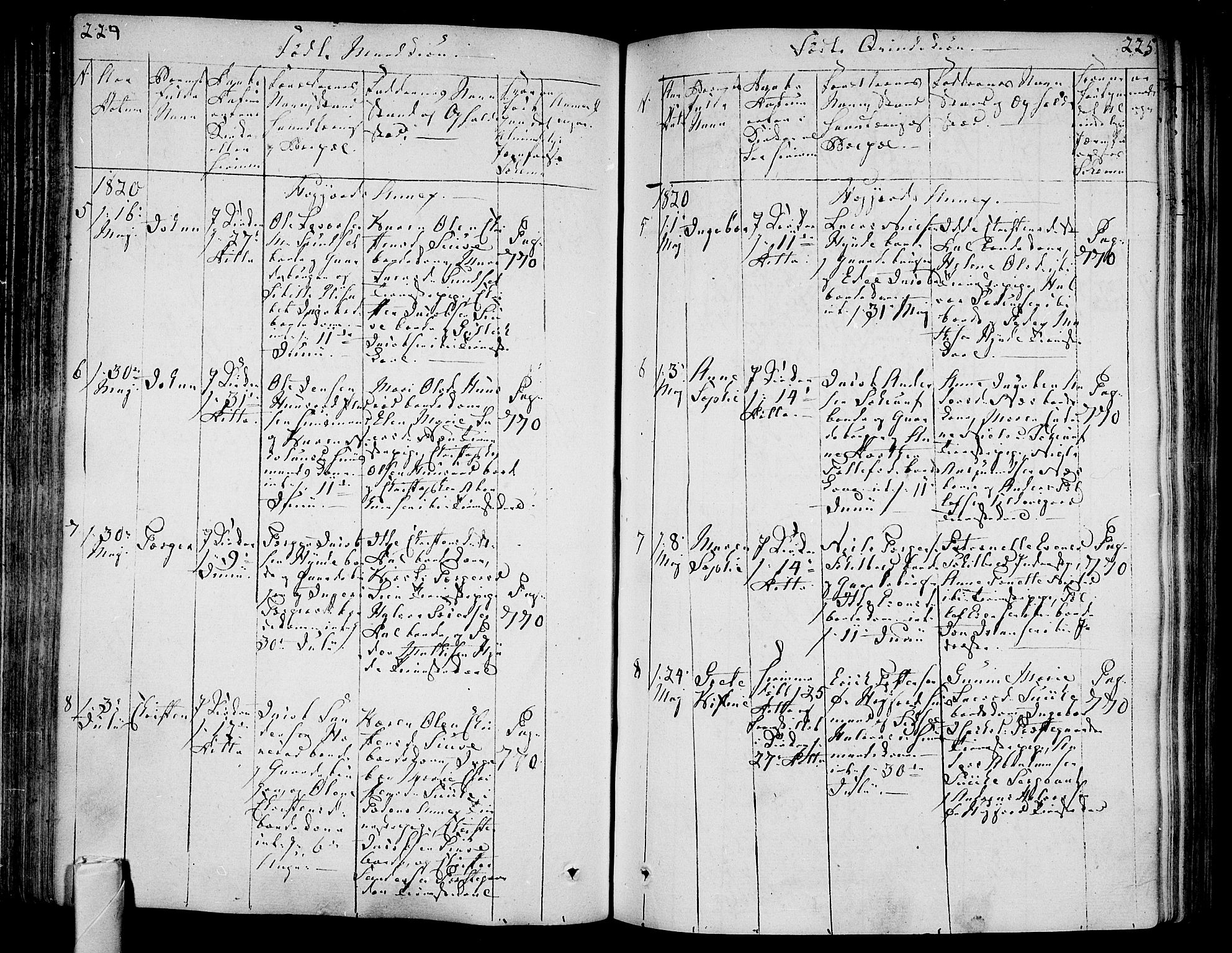 Andebu kirkebøker, AV/SAKO-A-336/F/Fa/L0003: Parish register (official) no. 3 /2, 1815-1828, p. 224-225