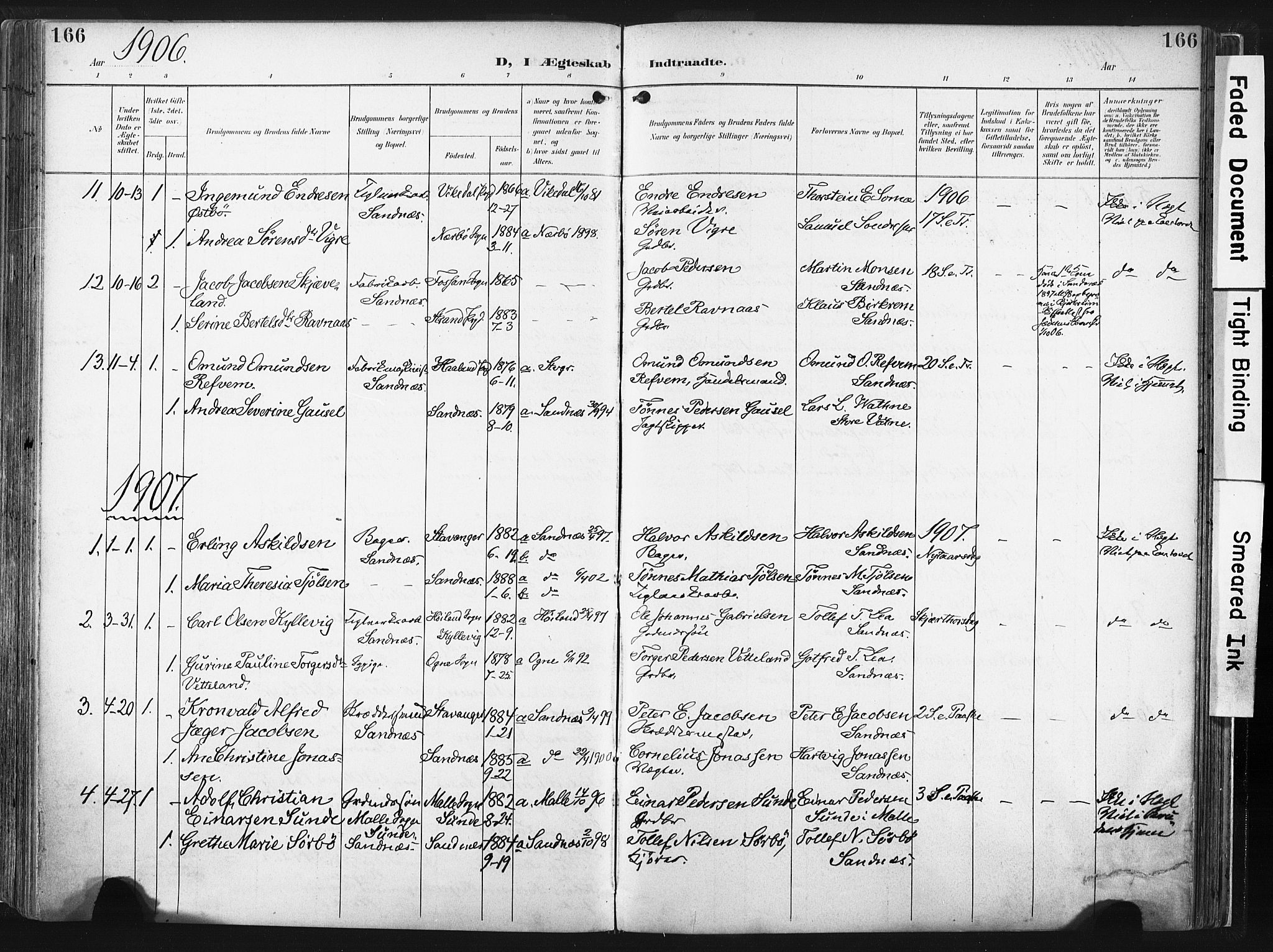 Høyland sokneprestkontor, SAST/A-101799/001/30BA/L0016: Parish register (official) no. A 16, 1899-1911, p. 166