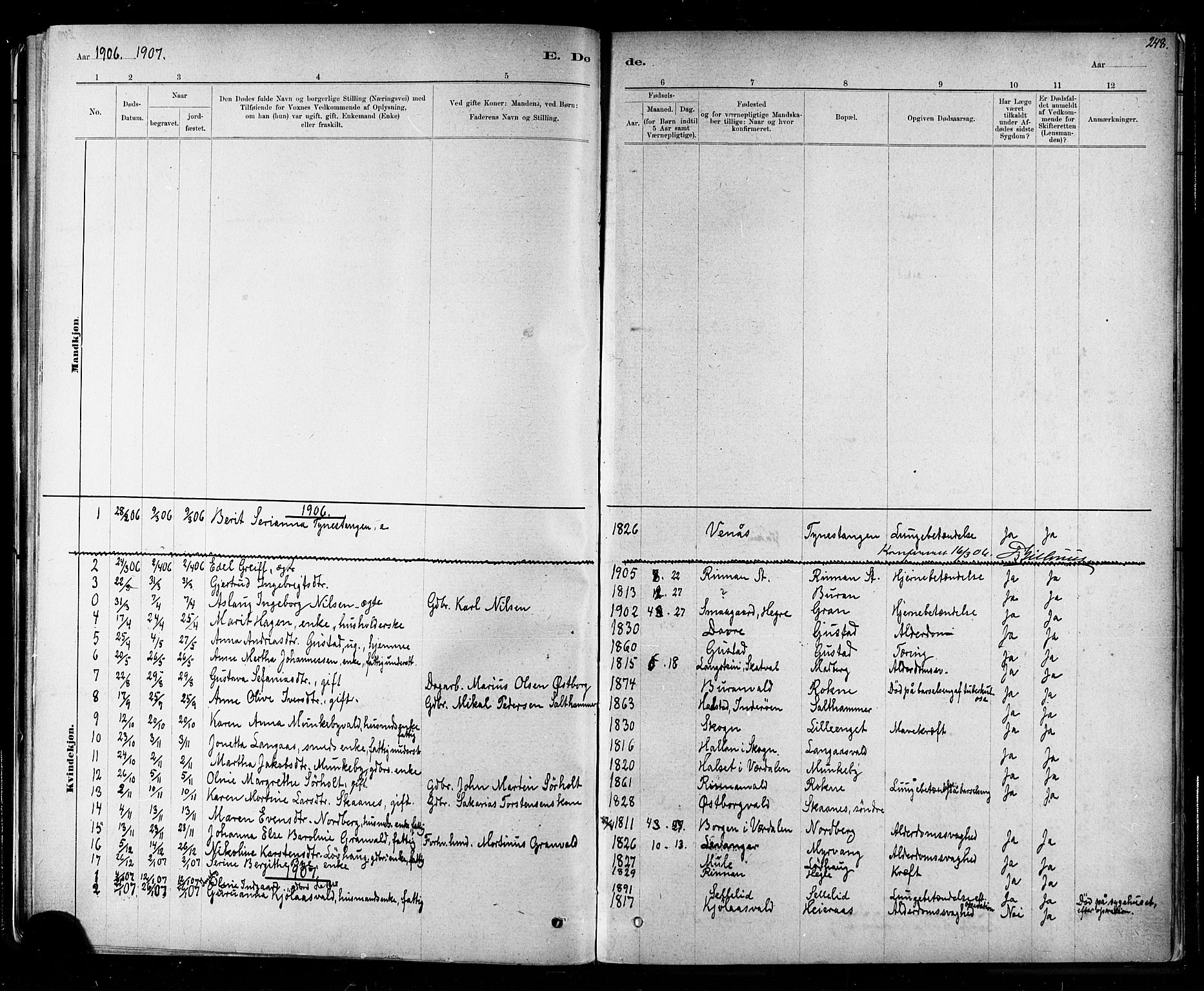 Ministerialprotokoller, klokkerbøker og fødselsregistre - Nord-Trøndelag, SAT/A-1458/721/L0208: Parish register (copy) no. 721C01, 1880-1917, p. 248