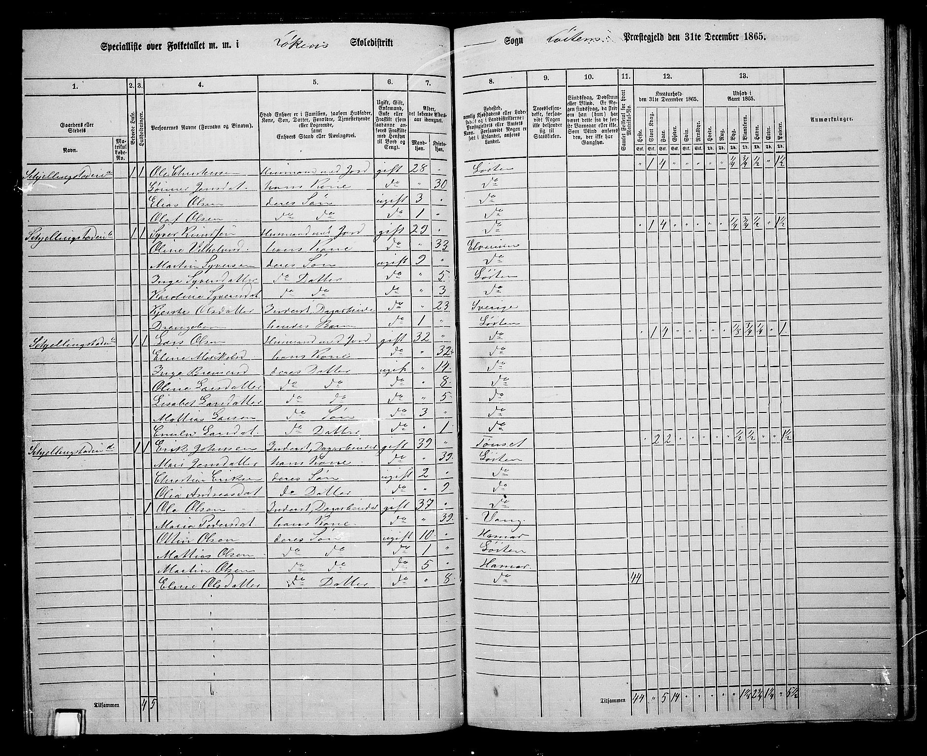 RA, 1865 census for Løten, 1865, p. 66